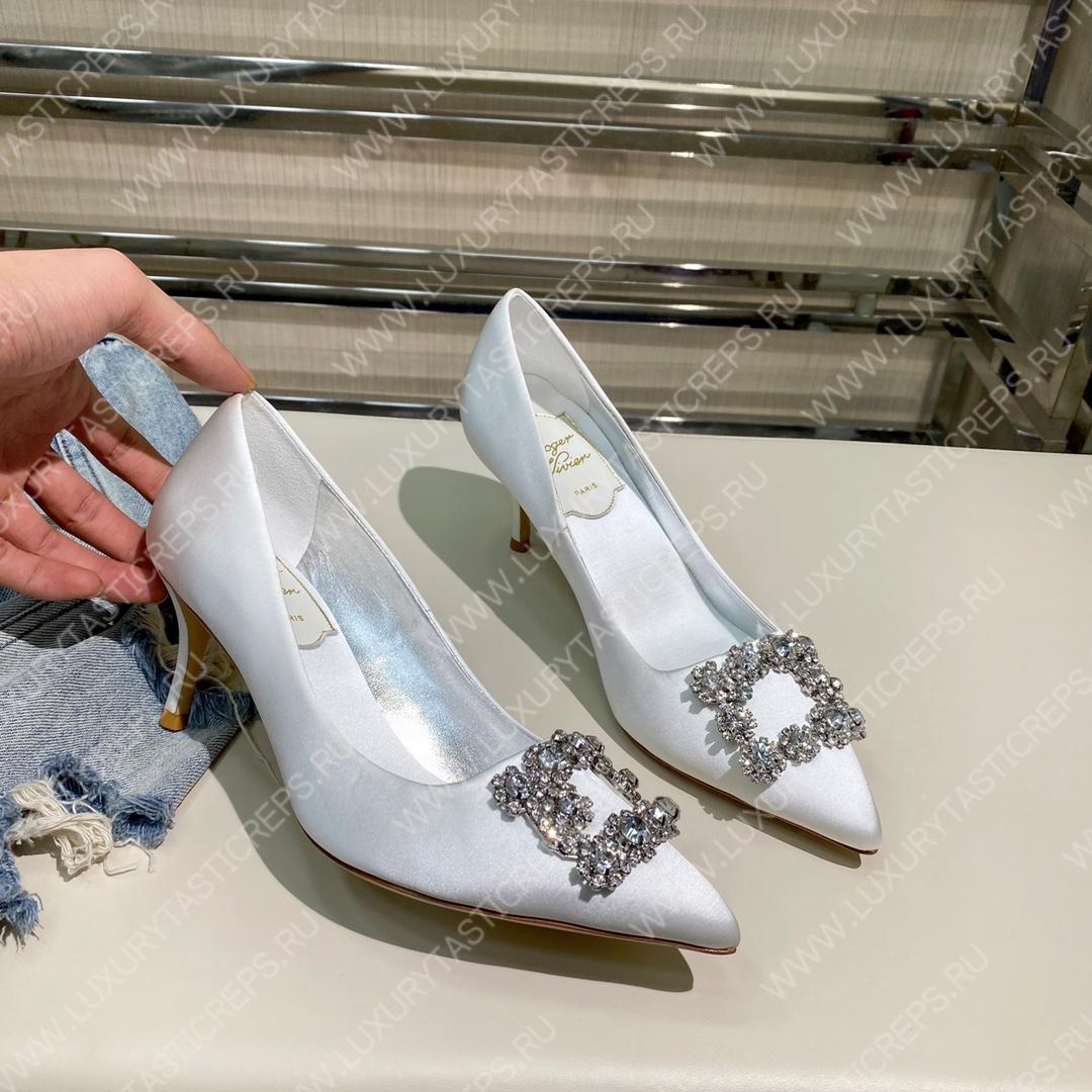 ROGER VIVER FLOWER STRASS BUCKLE PUMPS SILVER RVW4141