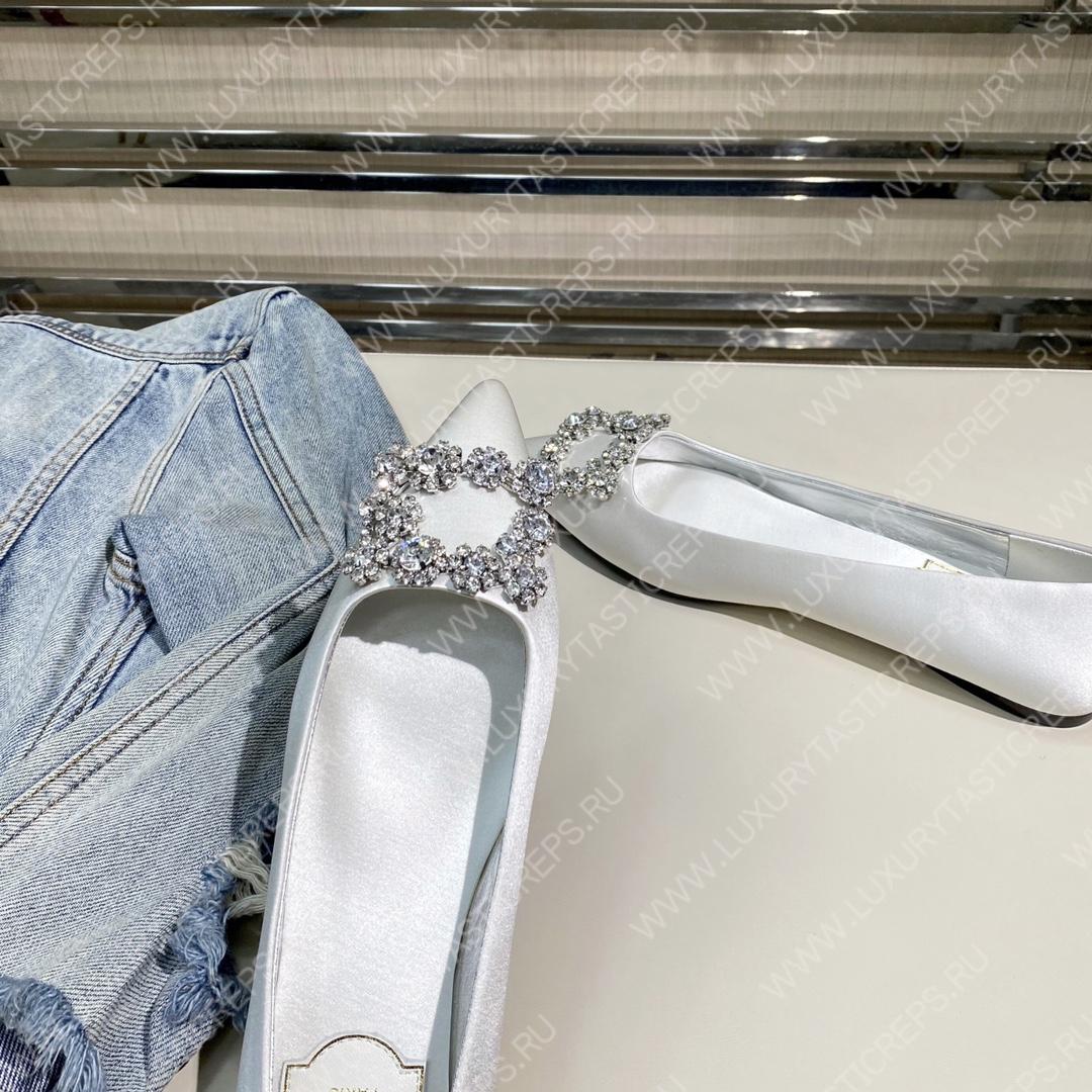 ROGER VIVER FLOWER STRASS BUCKLE PUMPS SILVER RVW4141