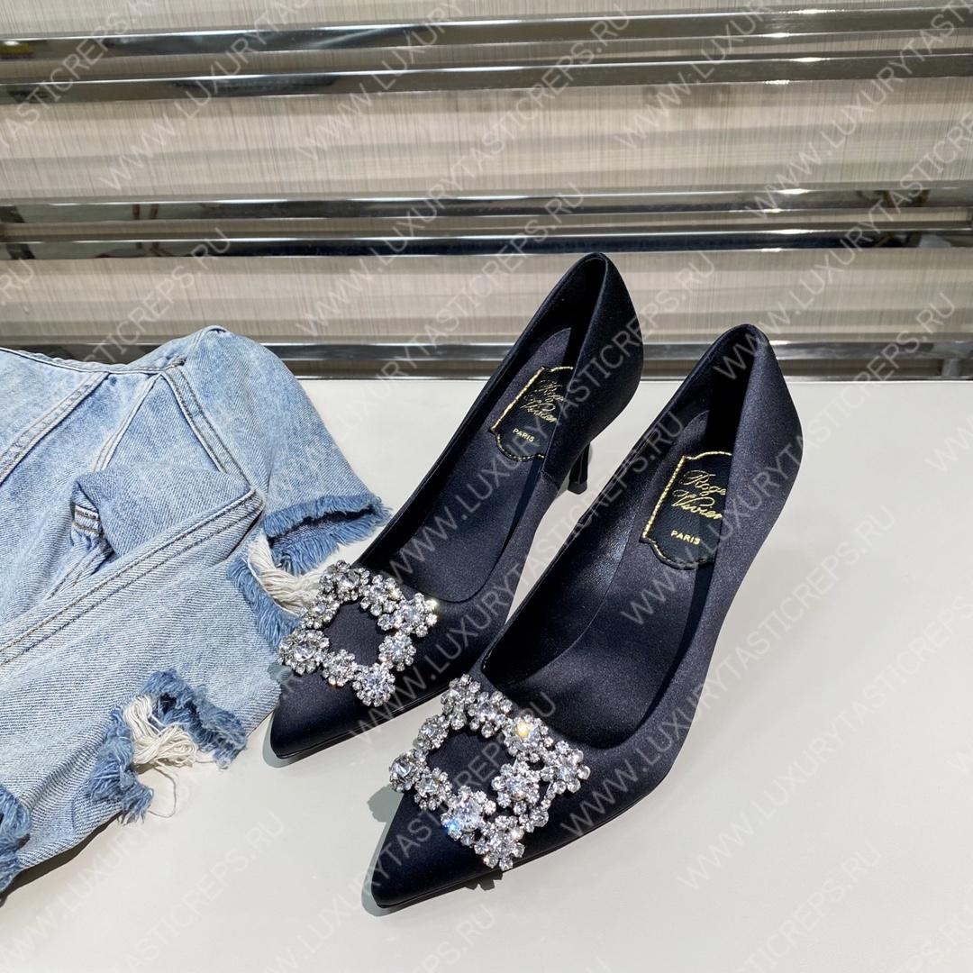 ROGER VIVER FLOWER STRASS BUCKLE PUMPS BLACK RVW4141