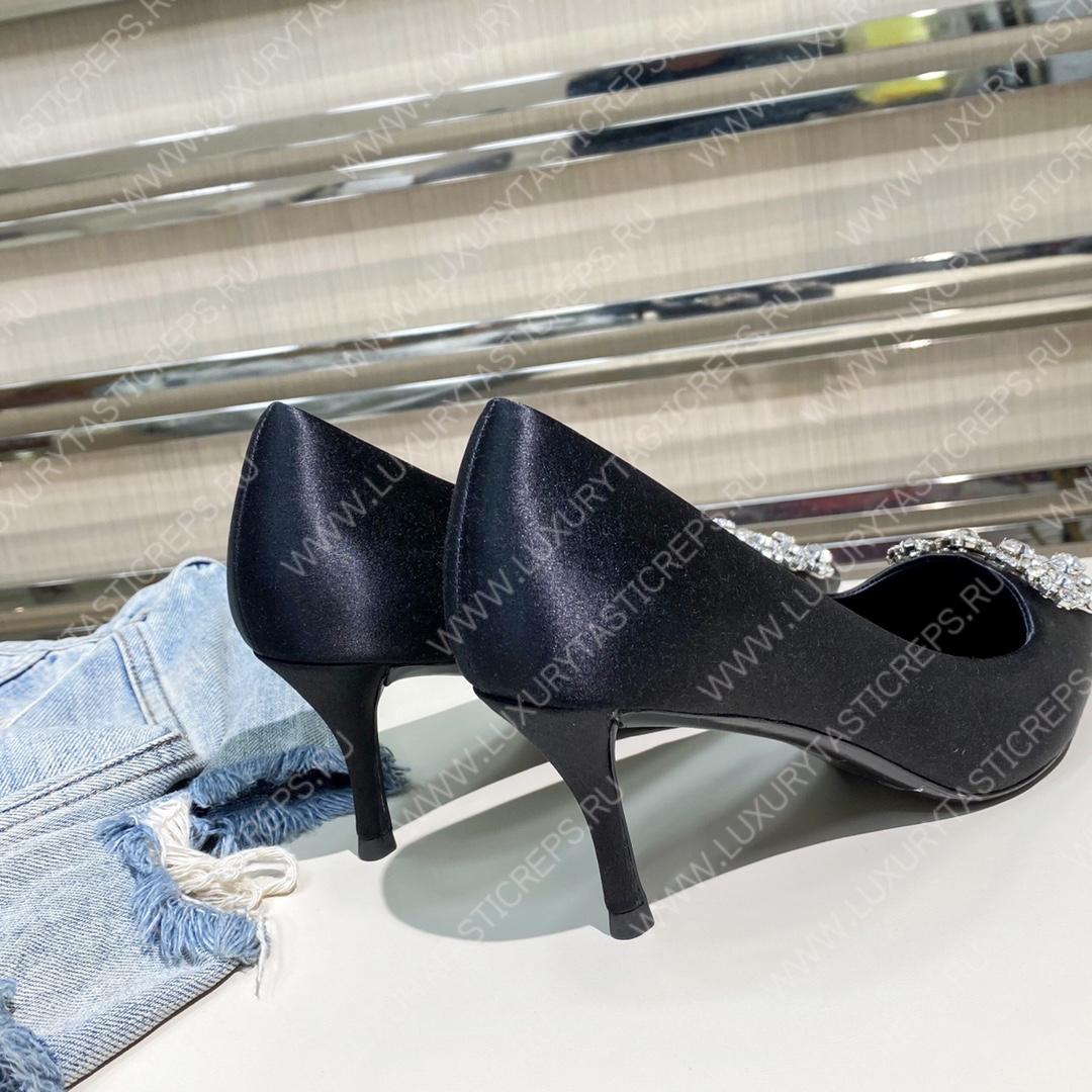 ROGER VIVER FLOWER STRASS BUCKLE PUMPS BLACK RVW4141