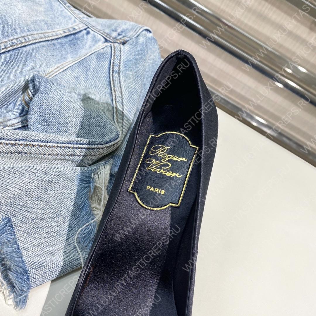 ROGER VIVER FLOWER STRASS BUCKLE PUMPS BLACK RVW4141