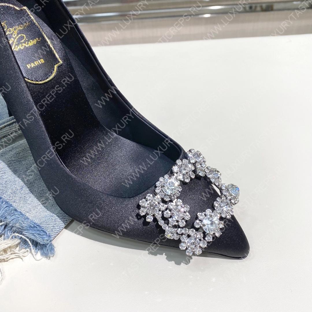 ROGER VIVER FLOWER STRASS BUCKLE PUMPS BLACK RVW4141