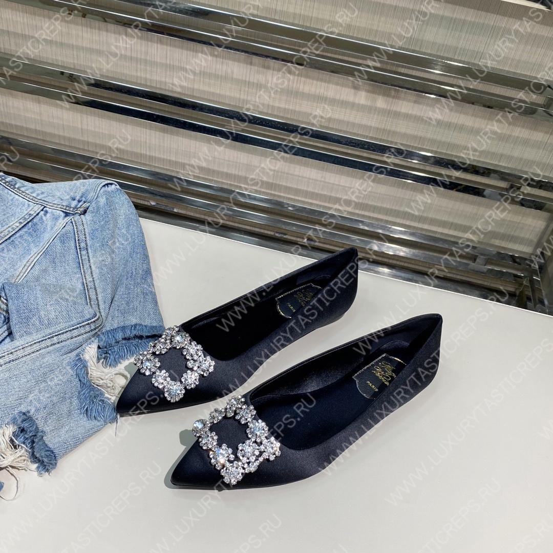 ROGER VIVER FLOWER STRASS BUCKLE PUMPS BLACK RVW4141