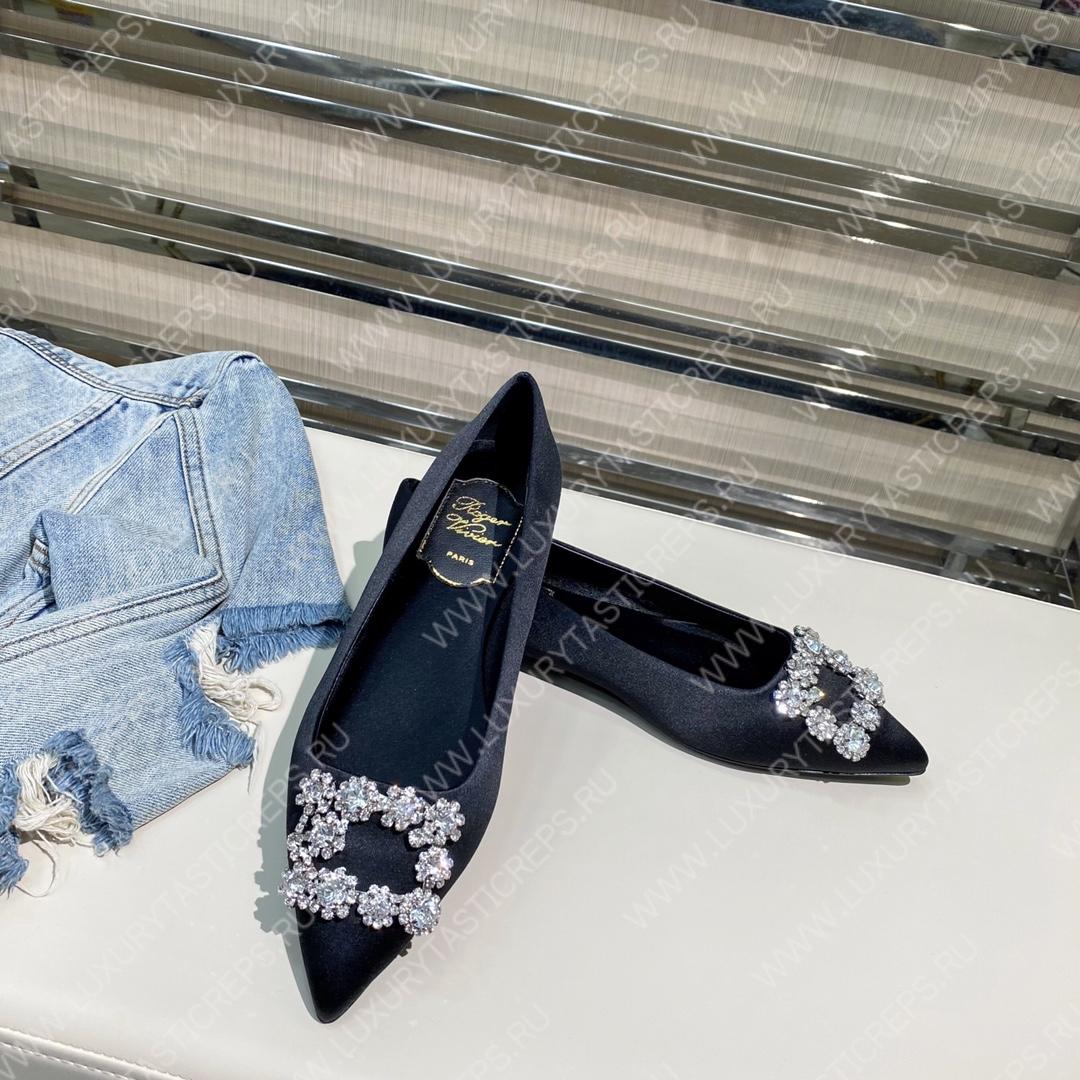 ROGER VIVER FLOWER STRASS BUCKLE PUMPS BLACK RVW4141