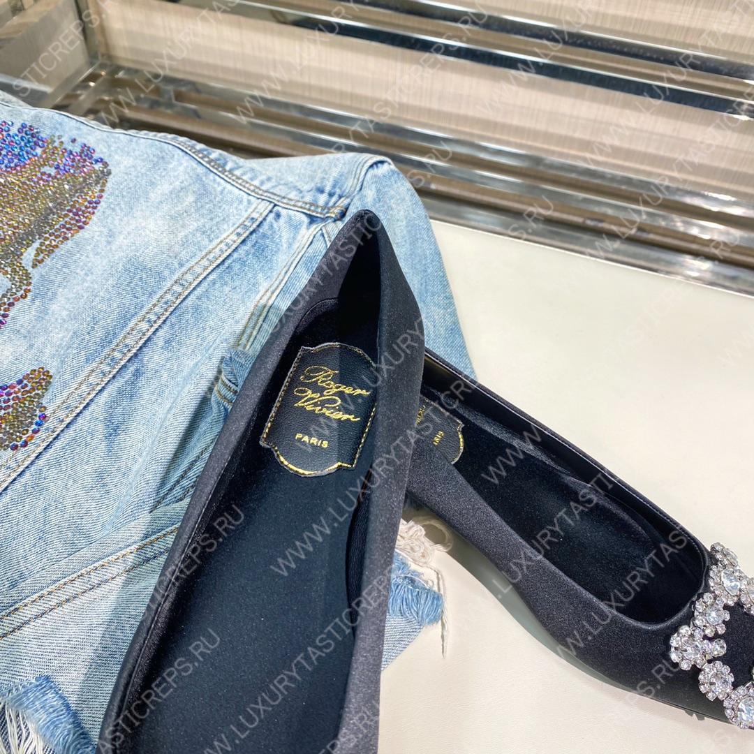 ROGER VIVER FLOWER STRASS BUCKLE PUMPS BLACK RVW4141