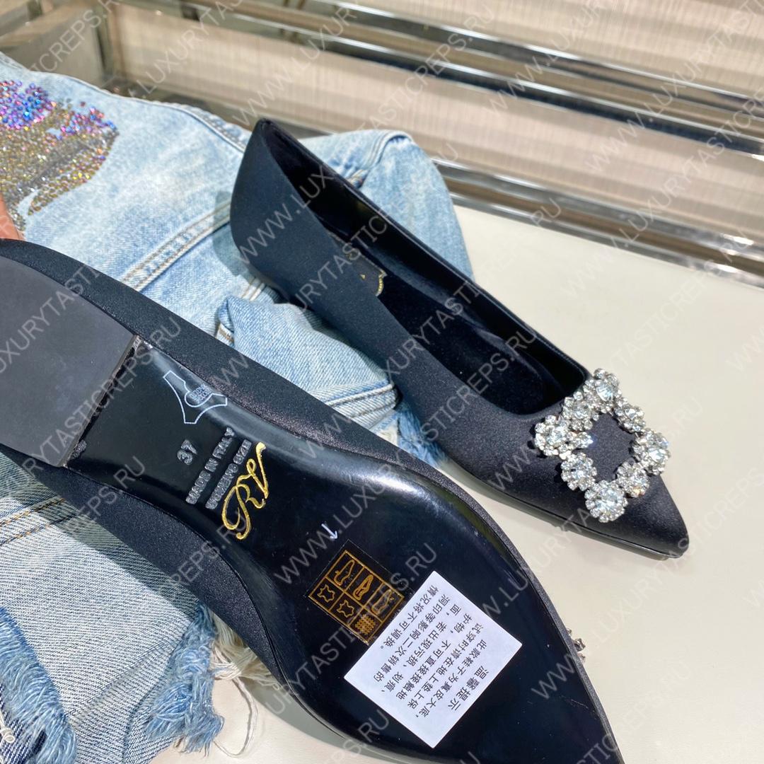 ROGER VIVER FLOWER STRASS BUCKLE PUMPS BLACK RVW4141