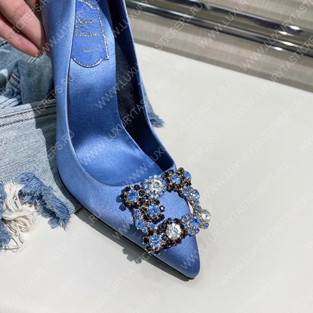 ROGER VIVER FLOWER STRASS BUCKLE PUMPS BLUE RVW4141