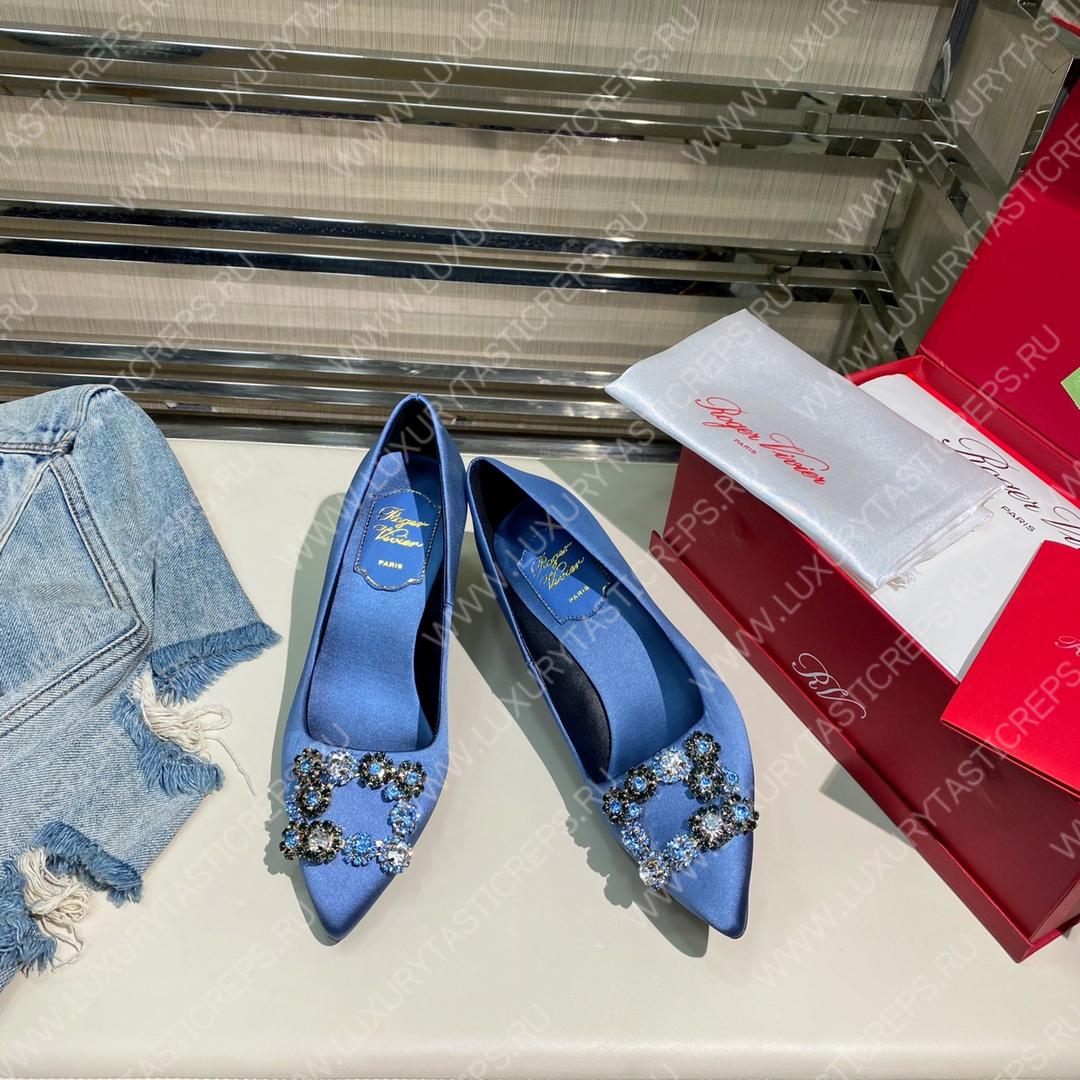 ROGER VIVER FLOWER STRASS BUCKLE PUMPS BLUE RVW4141