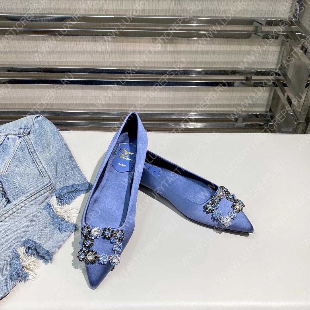 ROGER VIVER FLOWER STRASS BUCKLE PUMPS BLUE RVW4141