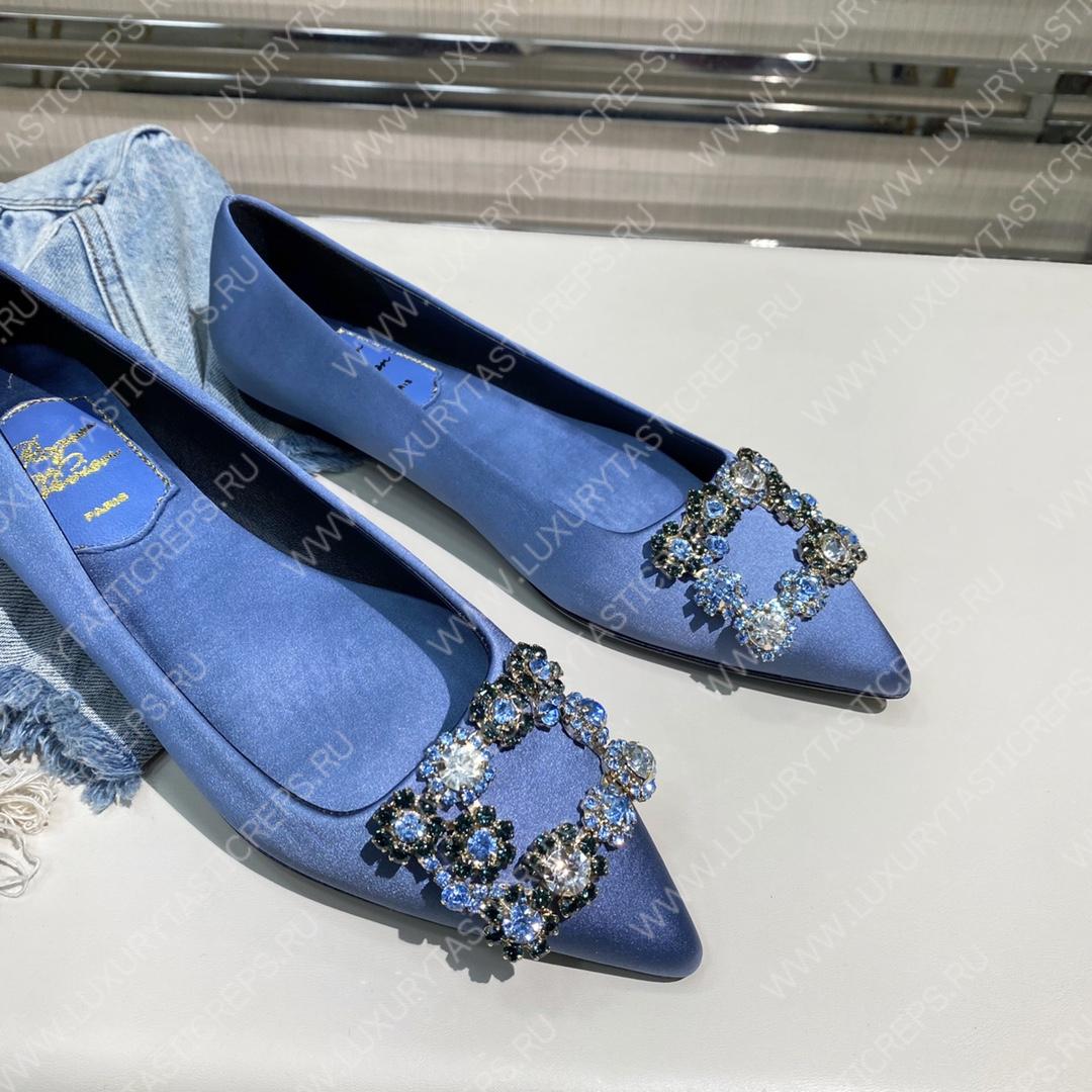 ROGER VIVER FLOWER STRASS BUCKLE PUMPS BLUE RVW4141