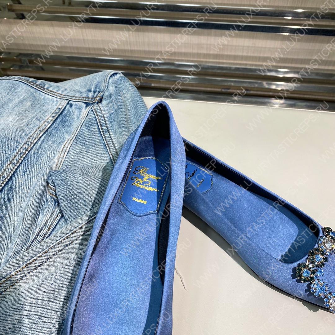 ROGER VIVER FLOWER STRASS BUCKLE PUMPS BLUE RVW4141