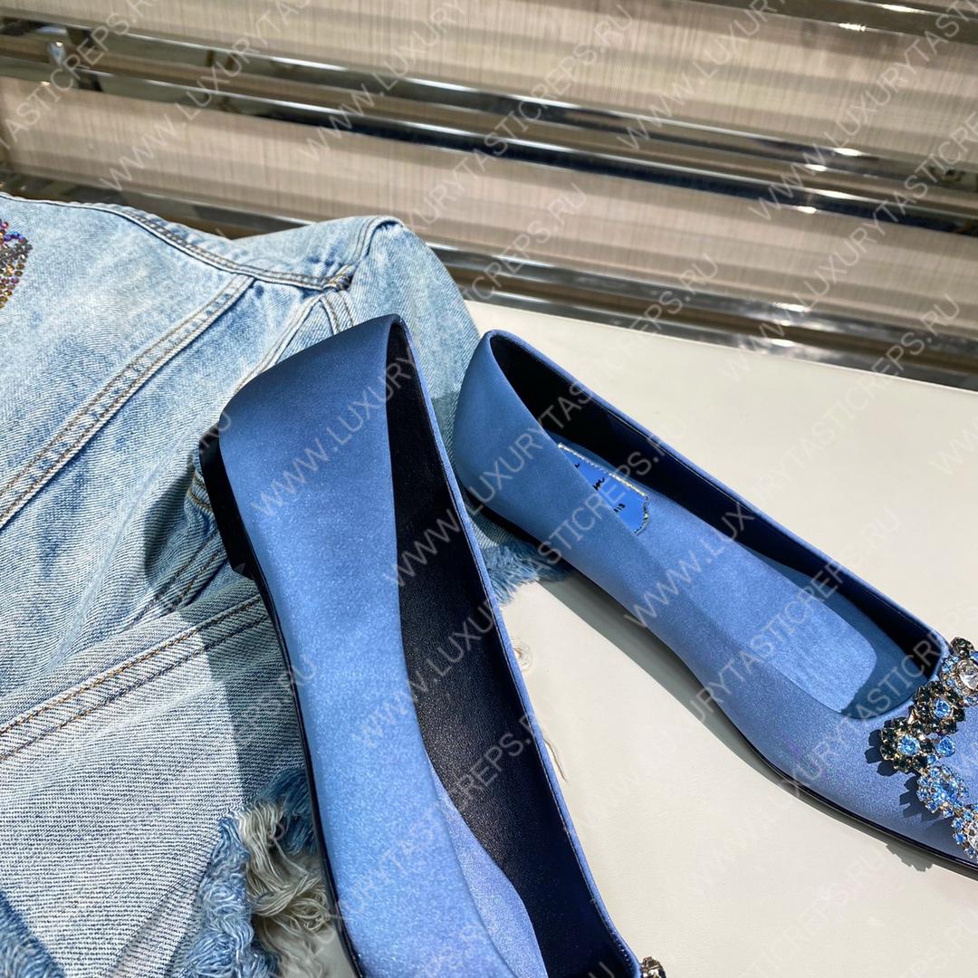 ROGER VIVER FLOWER STRASS BUCKLE PUMPS BLUE RVW4141