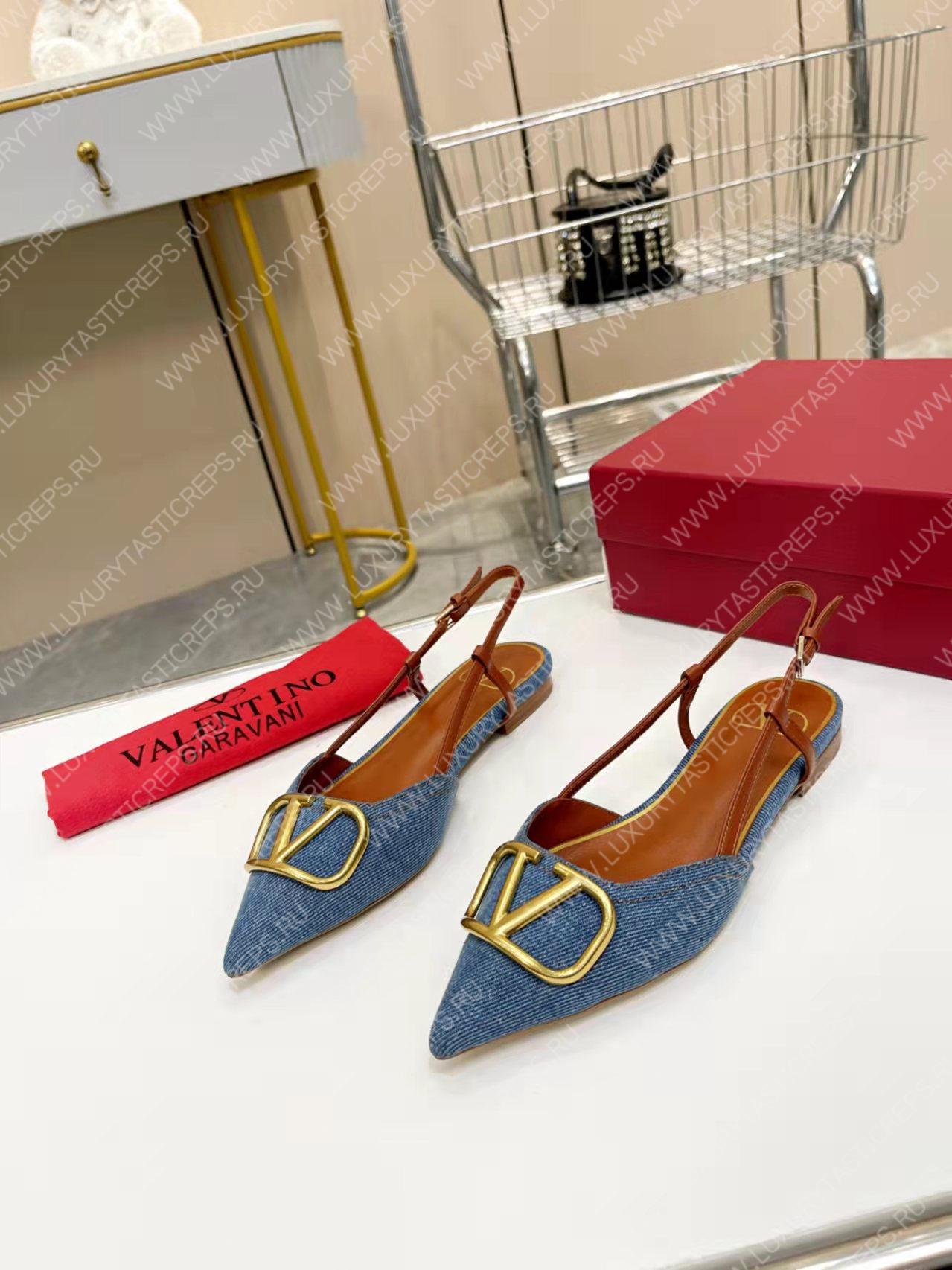 VALENTINO VLOGO SIGNATURE SLINGBACK FLAT PUMP BLUE 2W2S0Q70DSH0NO