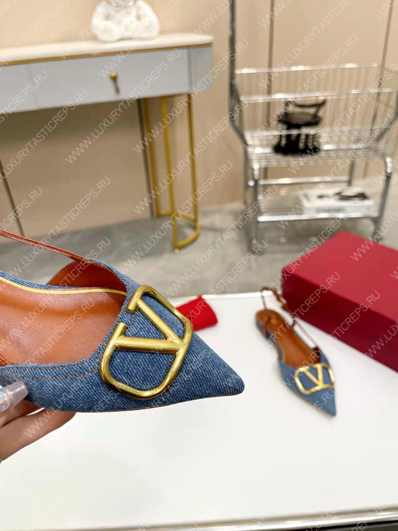 VALENTINO VLOGO SIGNATURE SLINGBACK FLAT PUMP BLUE 2W2S0Q70DSH0NO