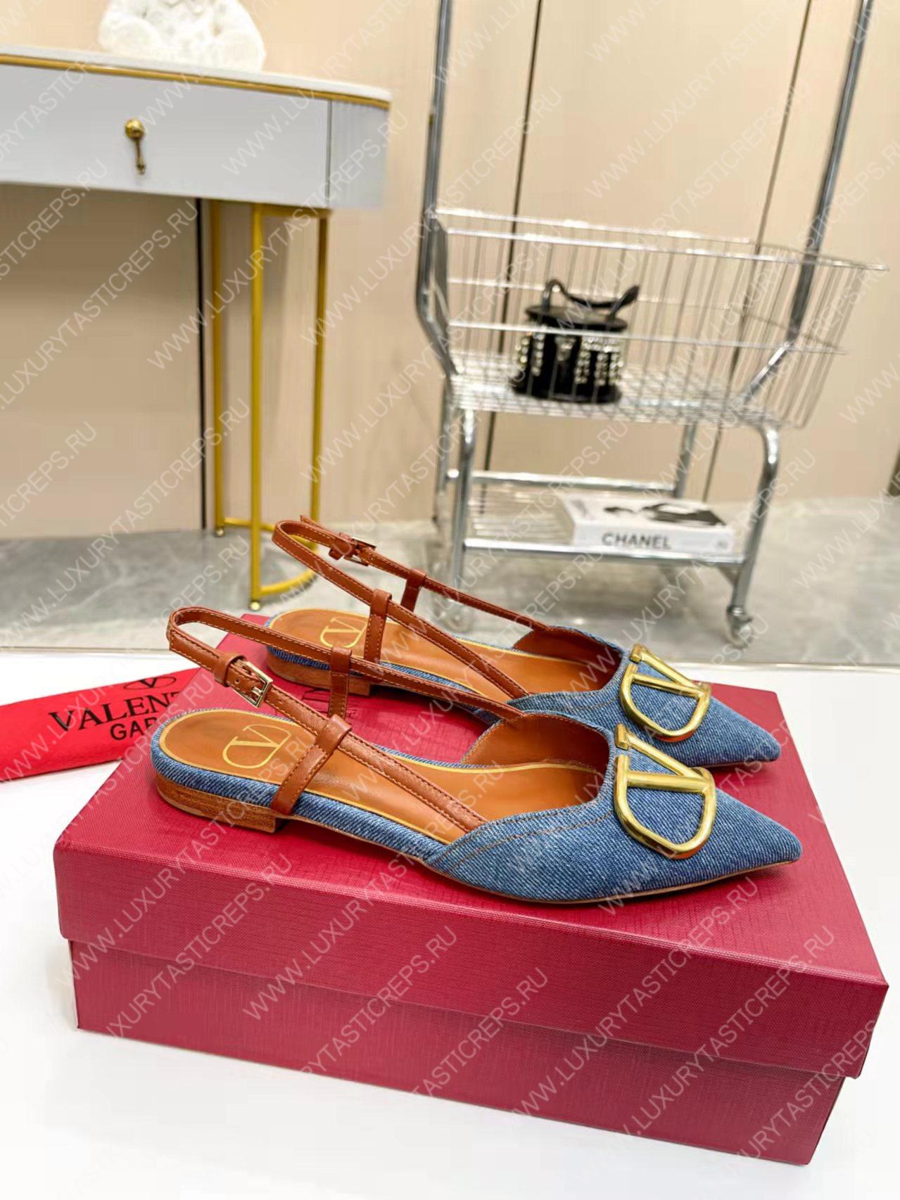 VALENTINO VLOGO SIGNATURE SLINGBACK FLAT PUMP BLUE 2W2S0Q70DSH0NO