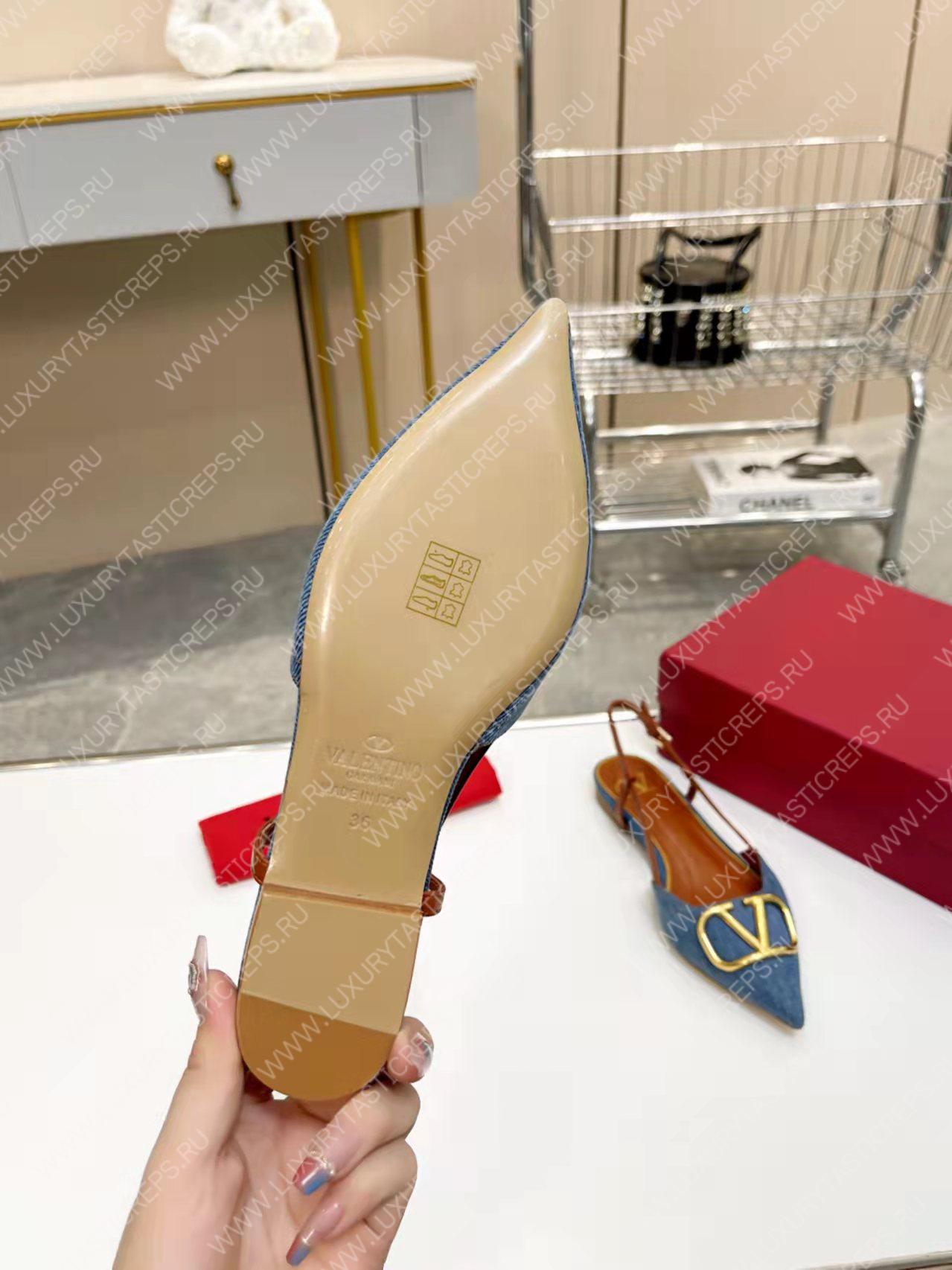 VALENTINO VLOGO SIGNATURE SLINGBACK FLAT PUMP BLUE 2W2S0Q70DSH0NO