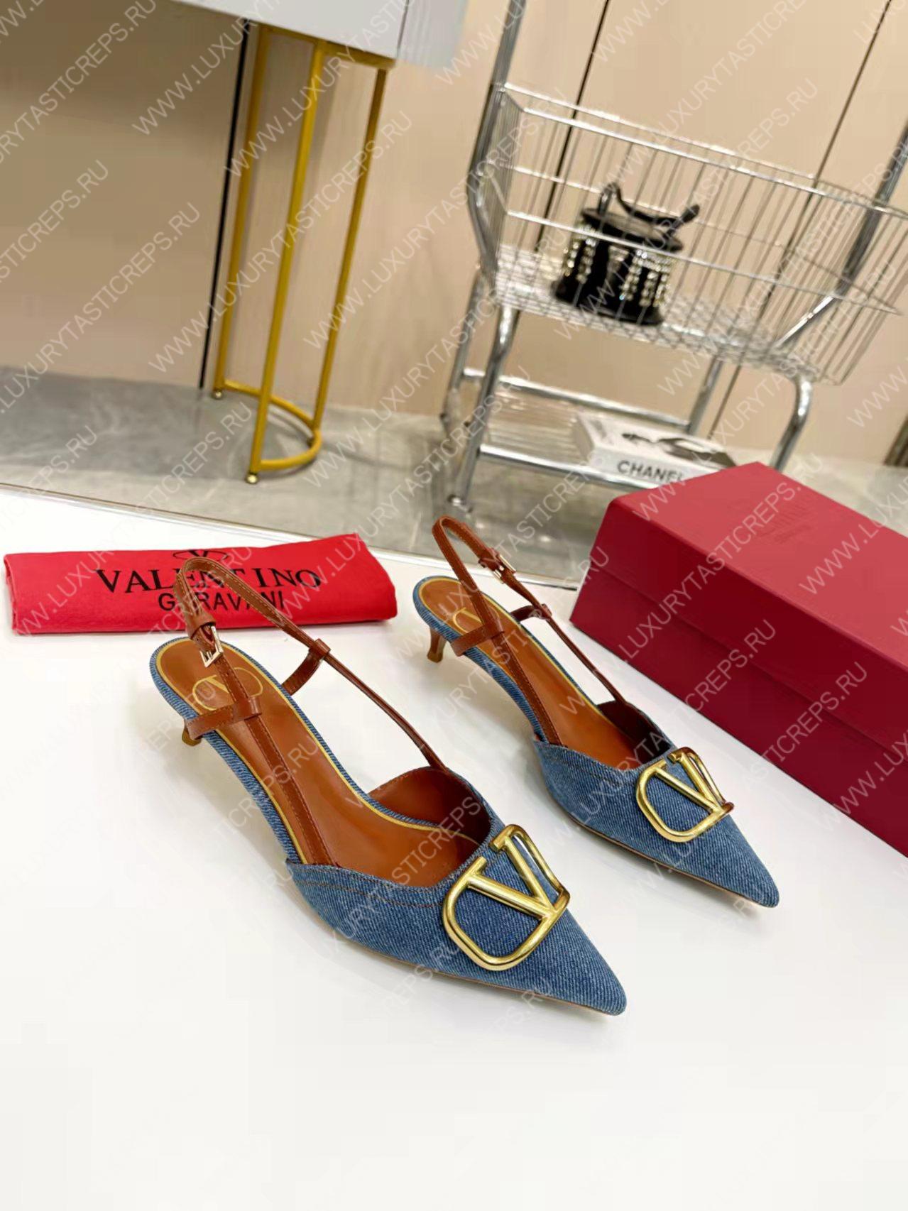 VALENTINO VLOGO SIGNATURE SLINGBACK PUMP BLUE 2W2S0Q70DSH0NO