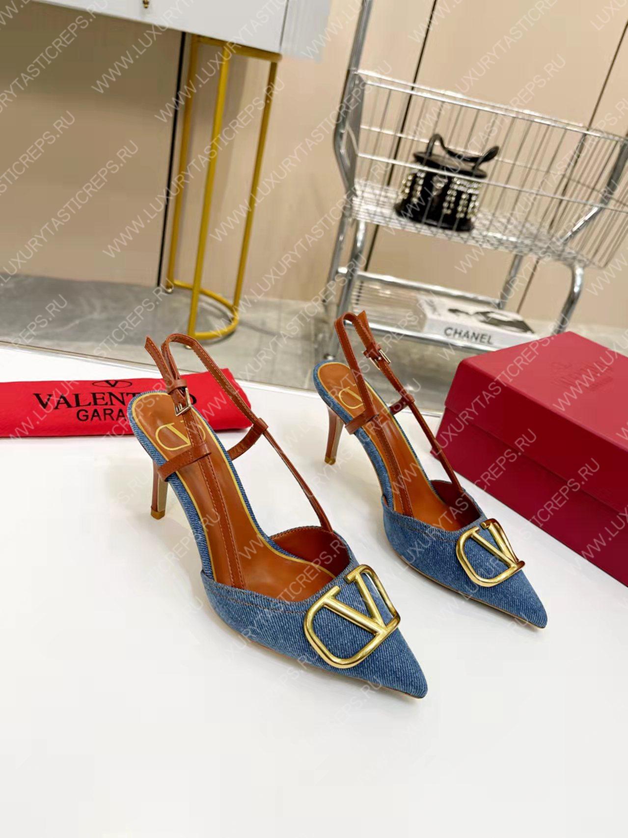 VALENTINO VLOGO SIGNATURE SLINGBACK PUMP BLUE ZW2S0R01MZF0NO