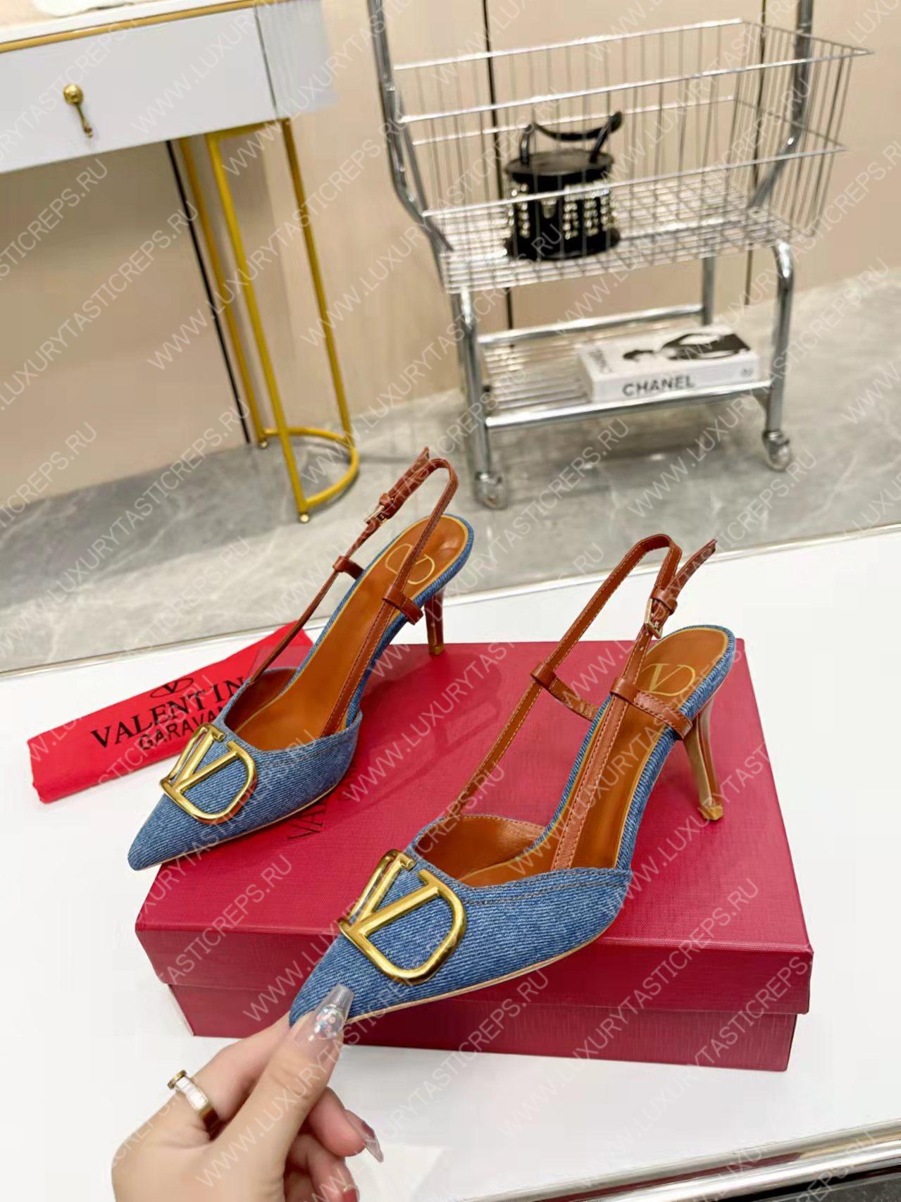 VALENTINO VLOGO SIGNATURE SLINGBACK PUMP BLUE ZW2S0R01MZF0NO