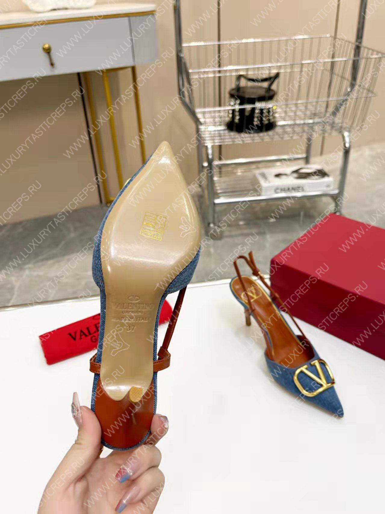 VALENTINO VLOGO SIGNATURE SLINGBACK PUMP BLUE ZW2S0R01MZF0NO