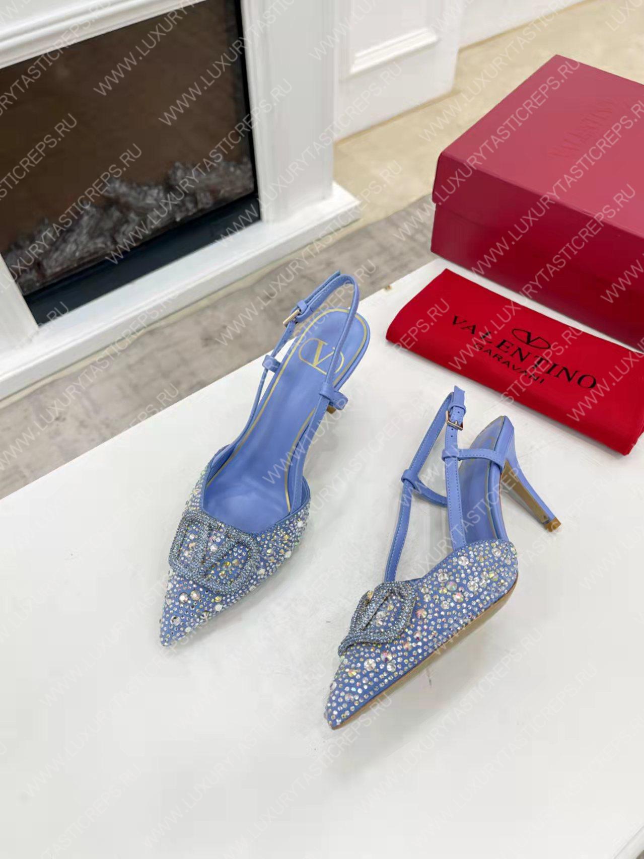 VALENTINO VLOGO SIGNATURE SLINGBACK PUMP BLUE ZW2S0R01MZF0NO
