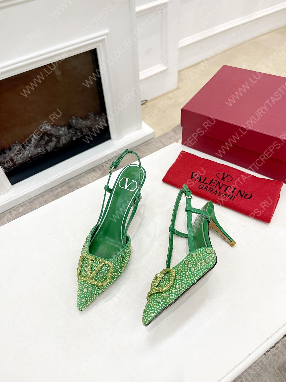 VALENTINO VLOGO SIGNATURE SLINGBACK PUMP GREEN ZW2S0R01MZF0NO