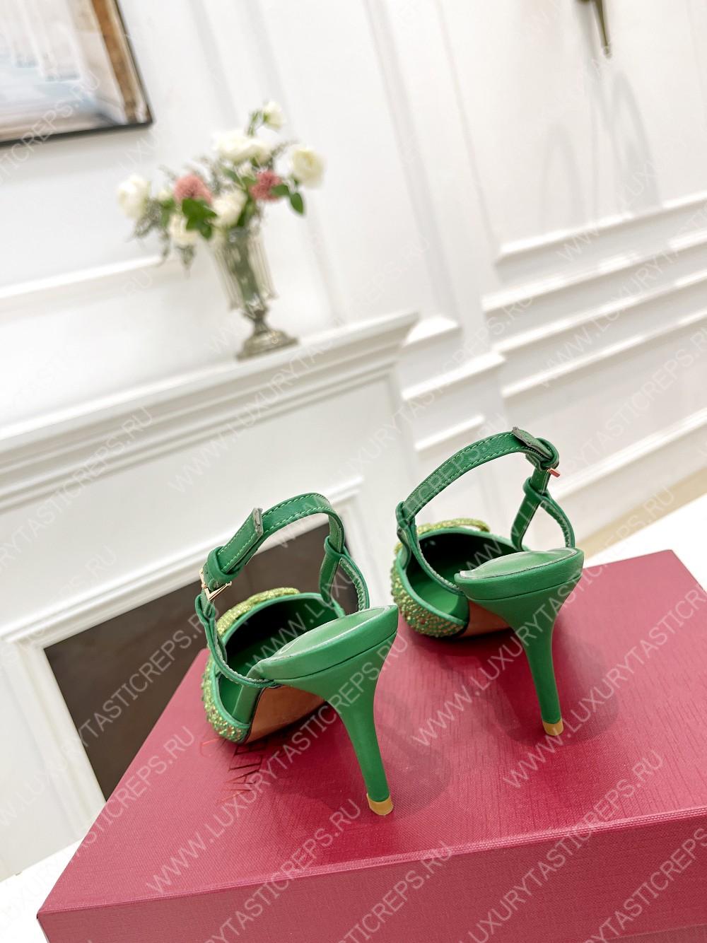 VALENTINO VLOGO SIGNATURE SLINGBACK PUMP GREEN ZW2S0R01MZF0NO