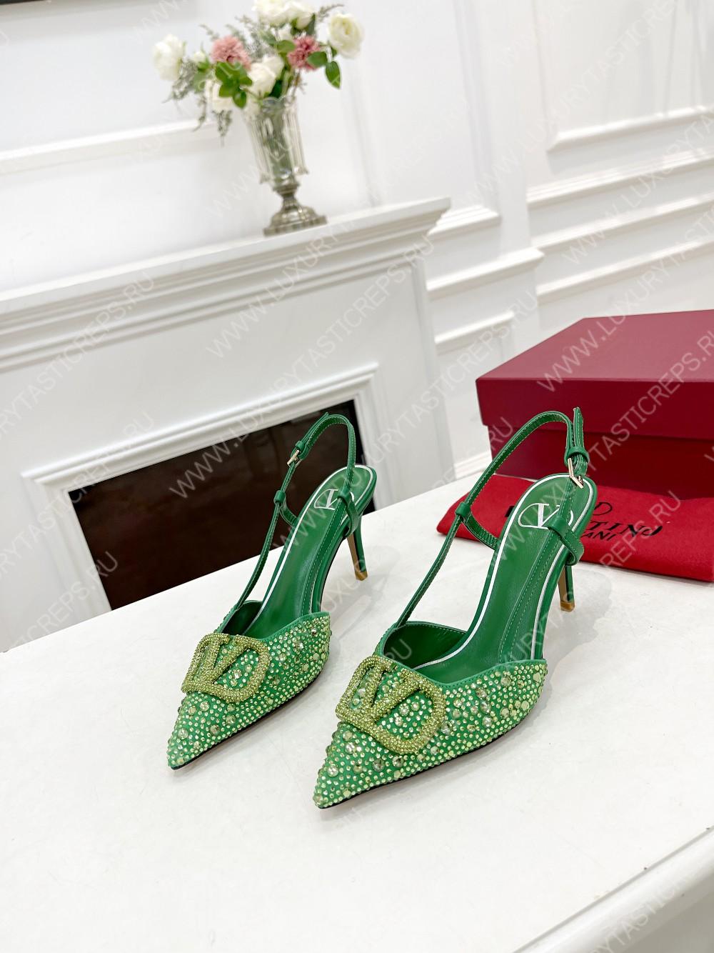 VALENTINO VLOGO SIGNATURE SLINGBACK PUMP GREEN ZW2S0R01MZF0NO