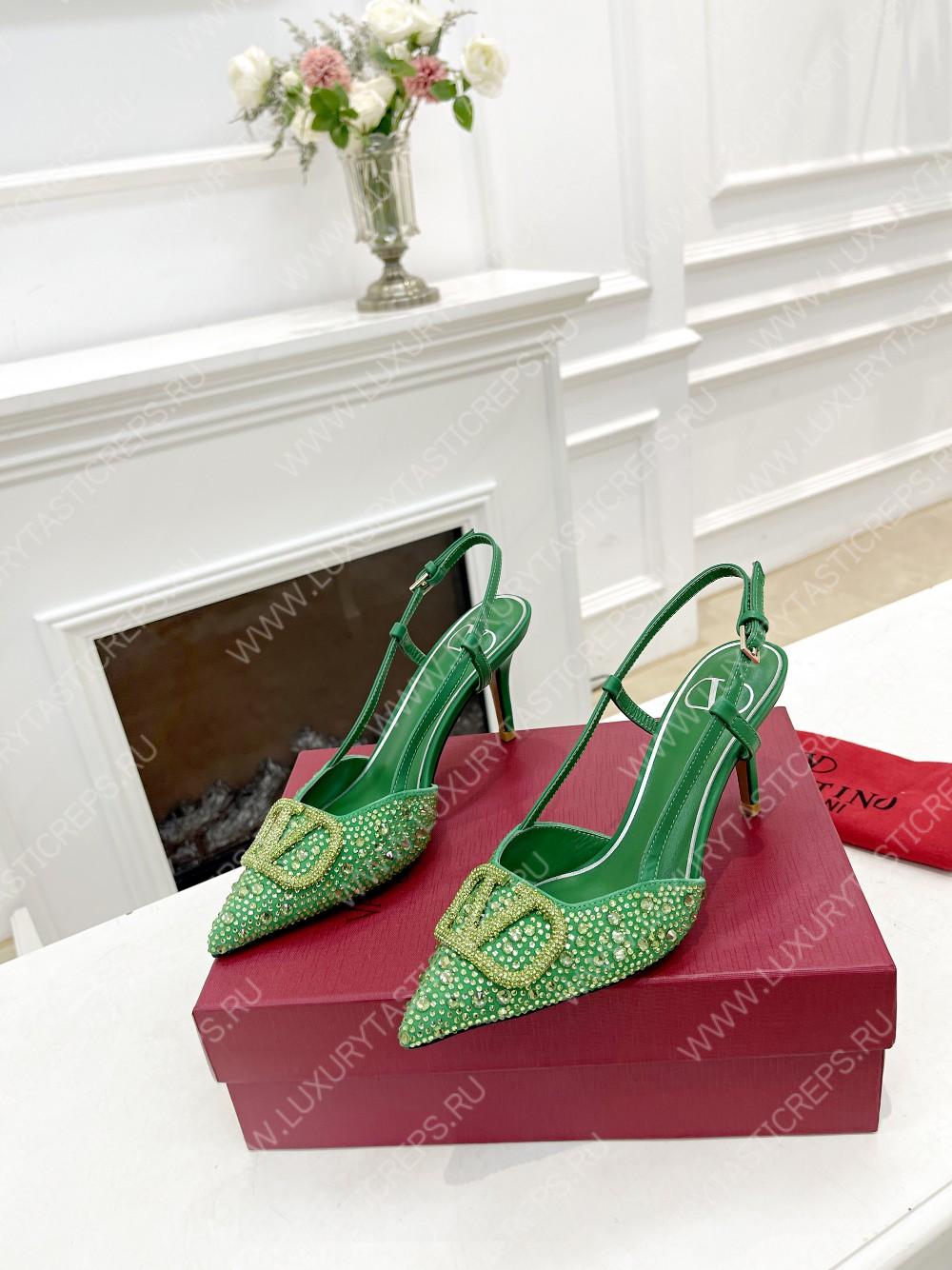 VALENTINO VLOGO SIGNATURE SLINGBACK PUMP GREEN ZW2S0R01MZF0NO