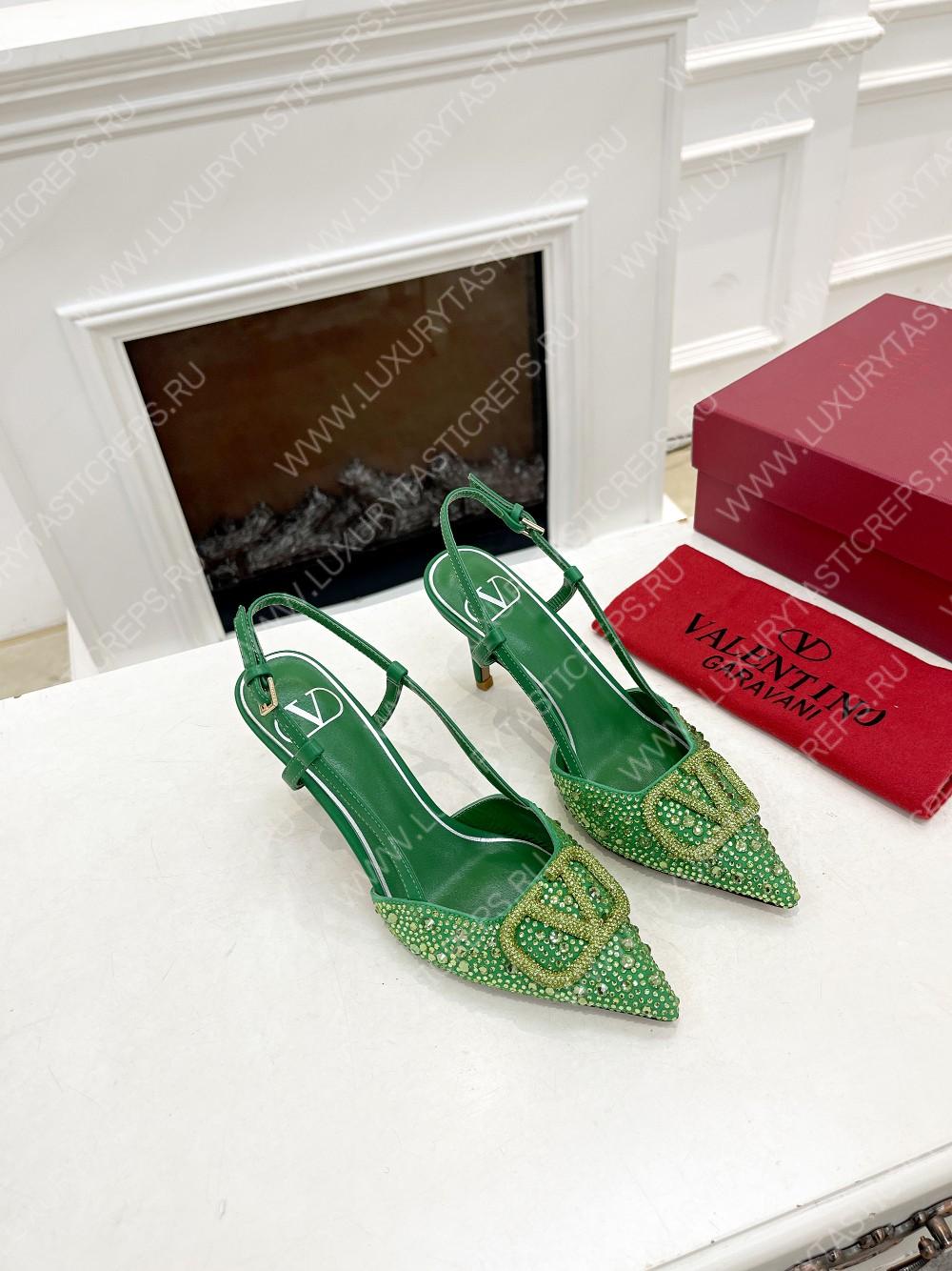 VALENTINO VLOGO SIGNATURE SLINGBACK PUMP GREEN ZW2S0R01MZF0NO