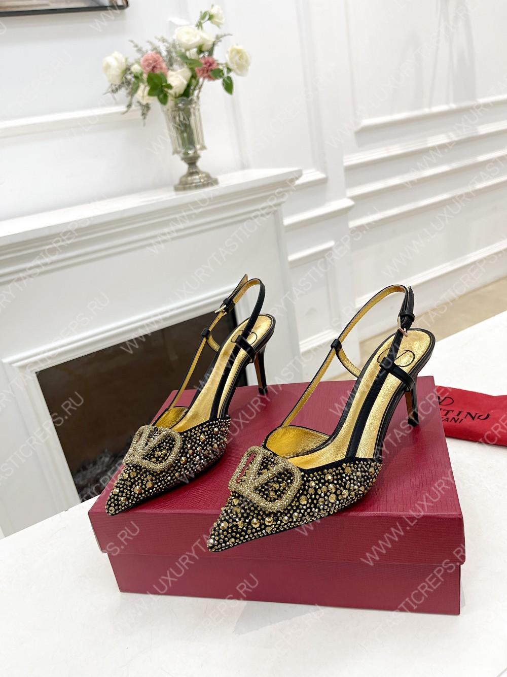 VALENTINO VLOGO SIGNATURE SLINGBACK PUMP BLACK ZW2S0R01MZF0NO