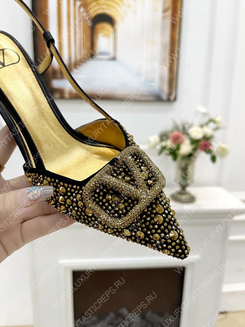 VALENTINO VLOGO SIGNATURE SLINGBACK PUMP BLACK ZW2S0R01MZF0NO