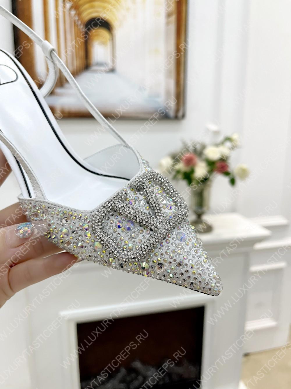 VALENTINO VLOGO SIGNATURE SLINGBACK PUMP SILVER ZW2S0R01MZF0NO