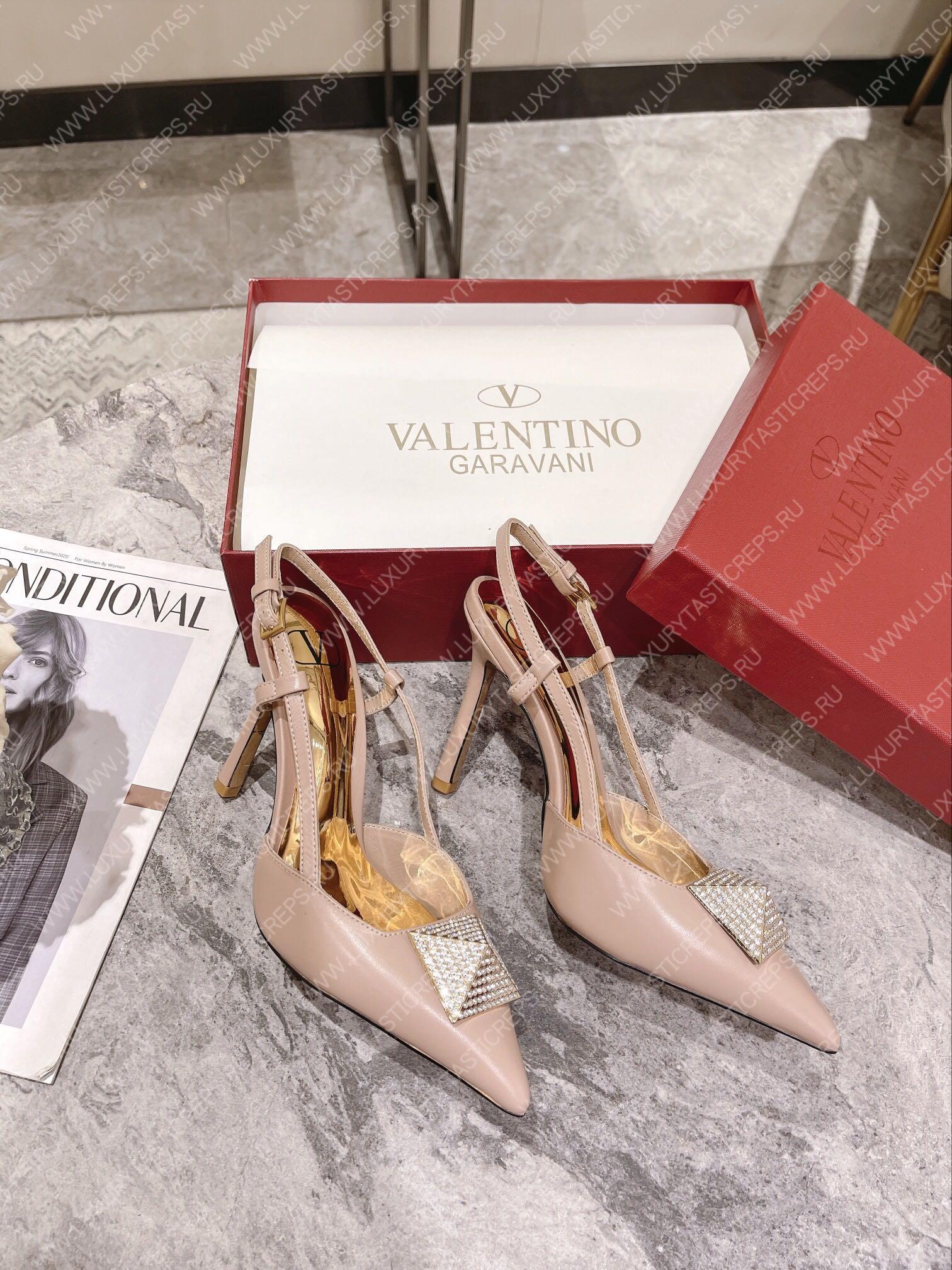 VALENTINO ONE STUD PUMP WITH CRYSTALS ROSE CANNELLE WS0R01TMK