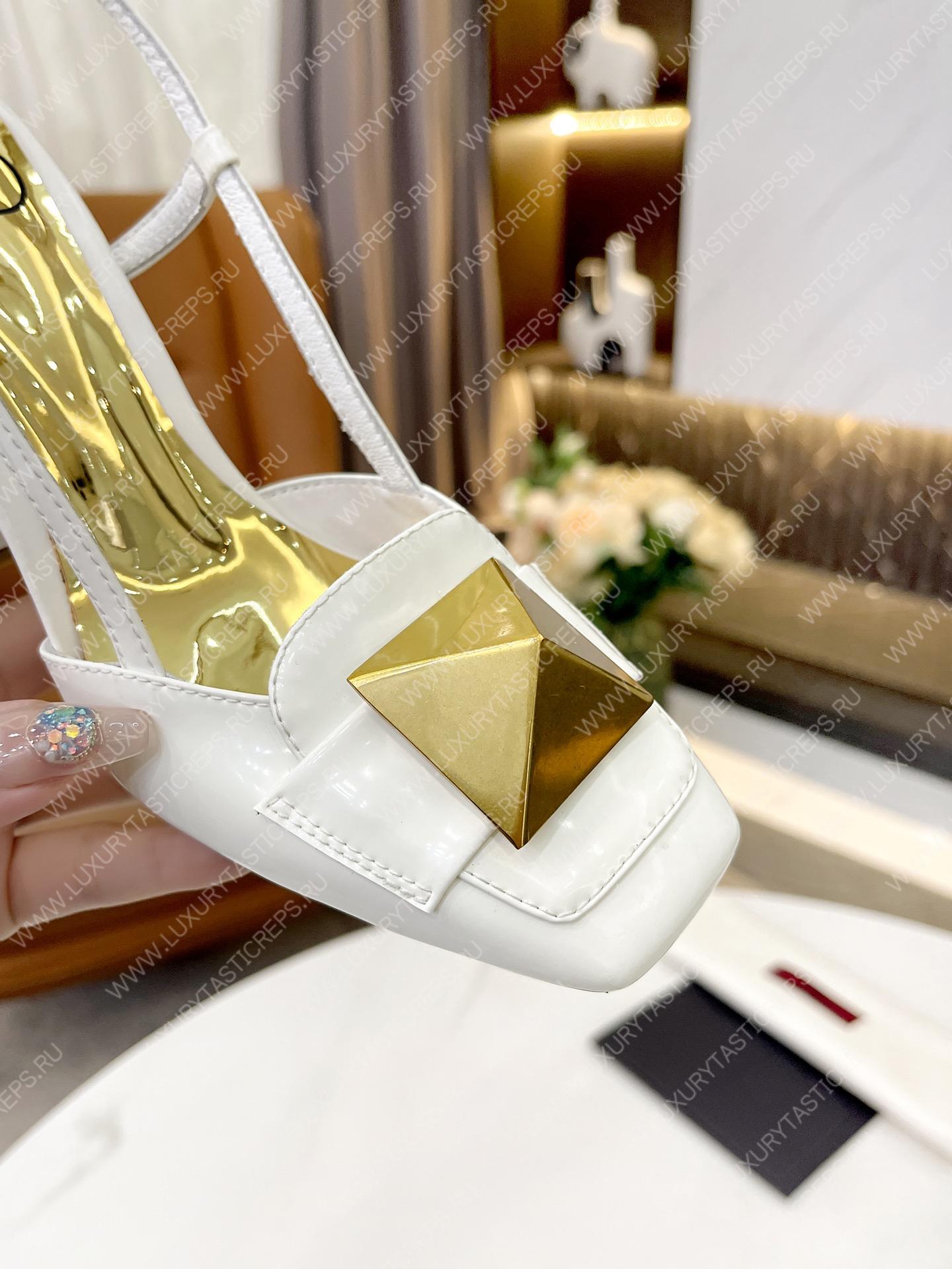 VALENTINO ONE STUD LEATHER SLINGBACK WHITE 1W2S0ER2LAFGF9