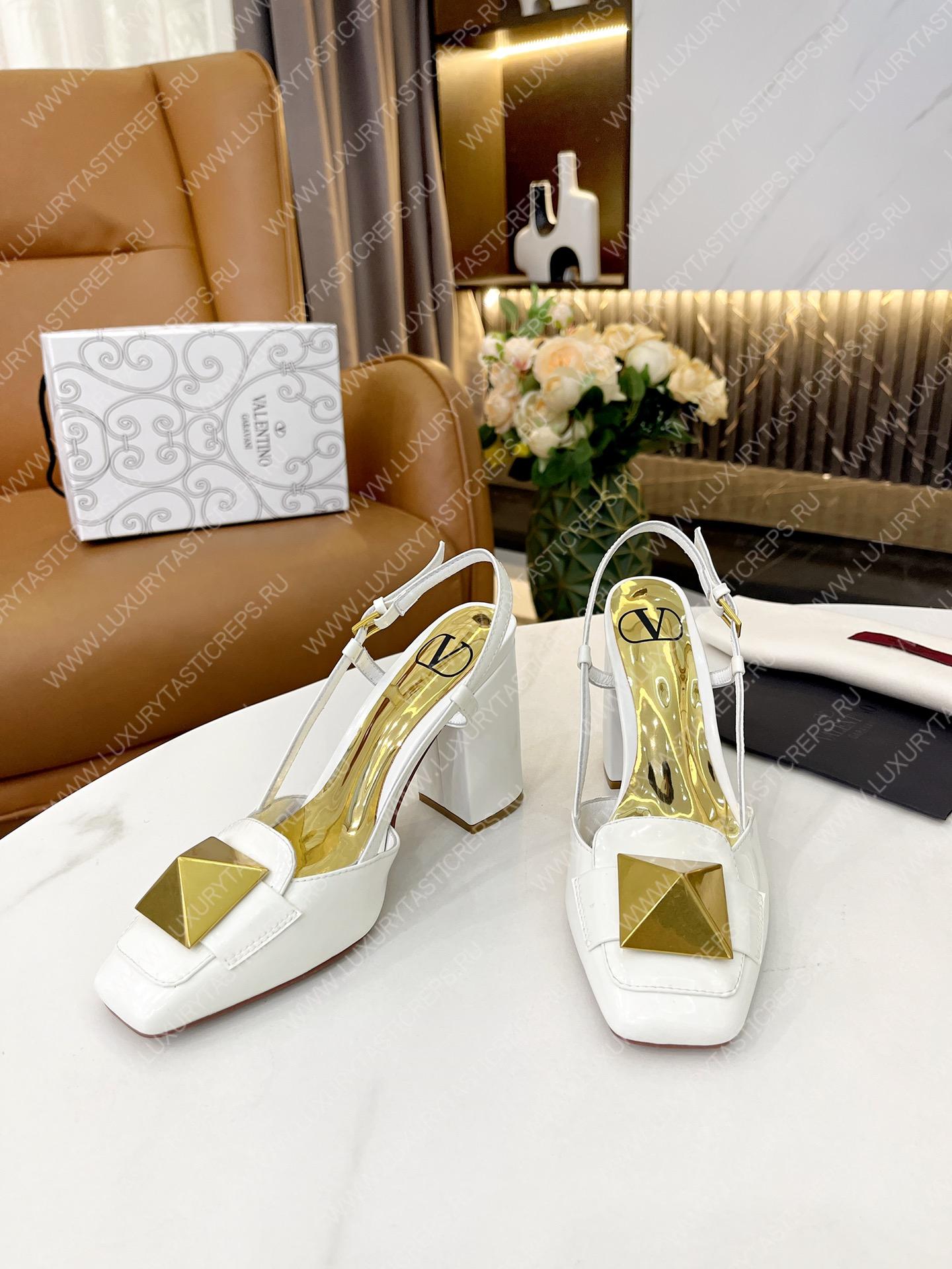 VALENTINO ONE STUD LEATHER SLINGBACK WHITE 1W2S0ER2LAFGF9