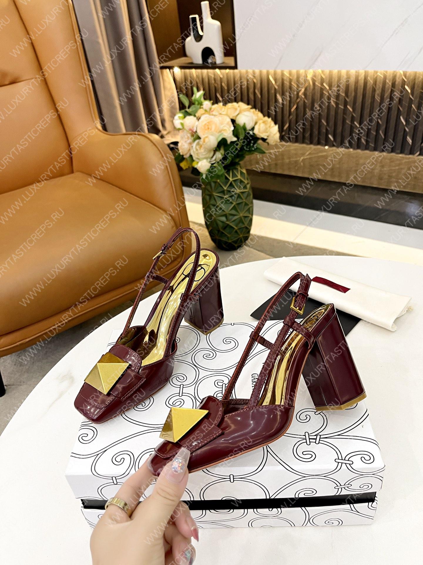 VALENTINO ONE STUD LEATHER SLINGBACK BURGUNDI 1W2S0ER2LAFGF9