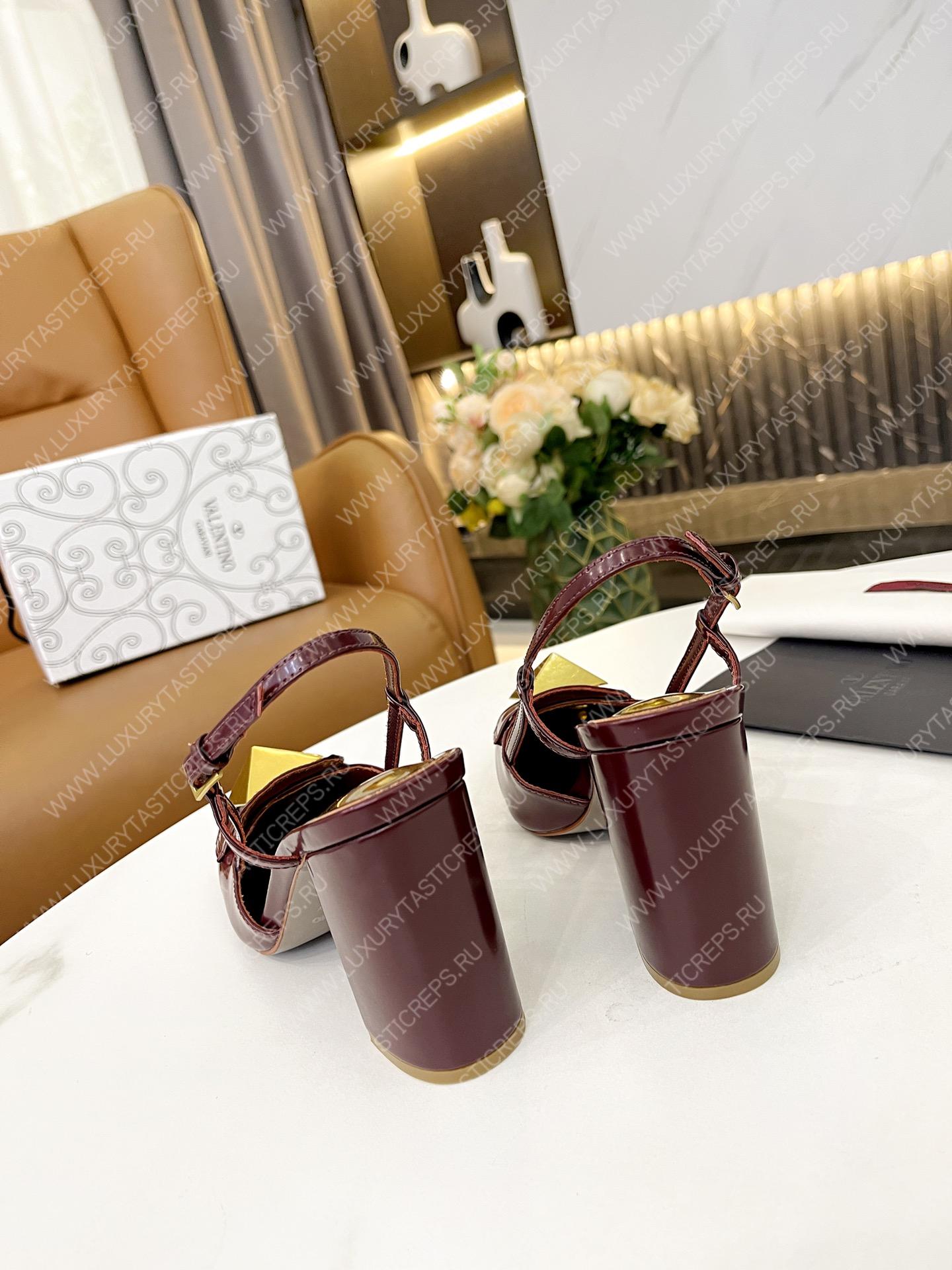 VALENTINO ONE STUD LEATHER SLINGBACK BURGUNDI 1W2S0ER2LAFGF9