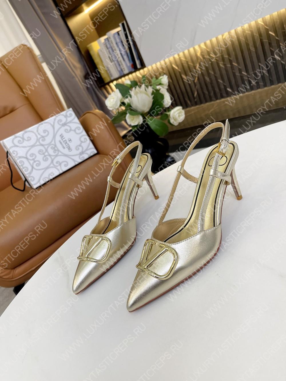 VALENTINO VLOGO NAPPA SLINGBACK PUMP PLATINUM XW2S0R01PVYP18
