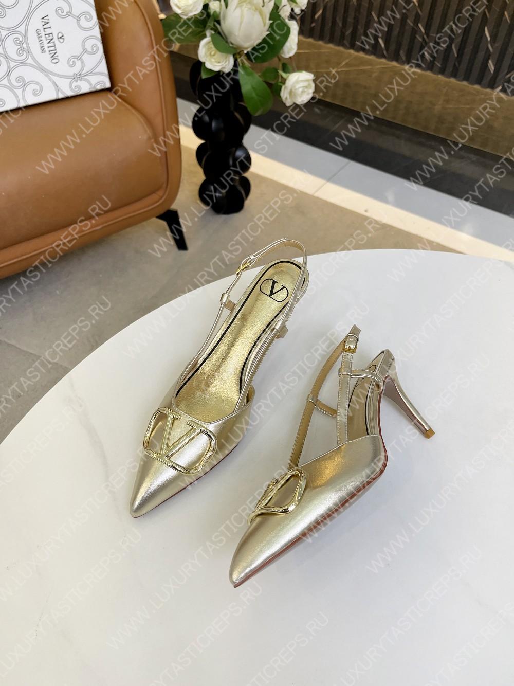 VALENTINO VLOGO NAPPA SLINGBACK PUMP PLATINUM XW2S0R01PVYP18