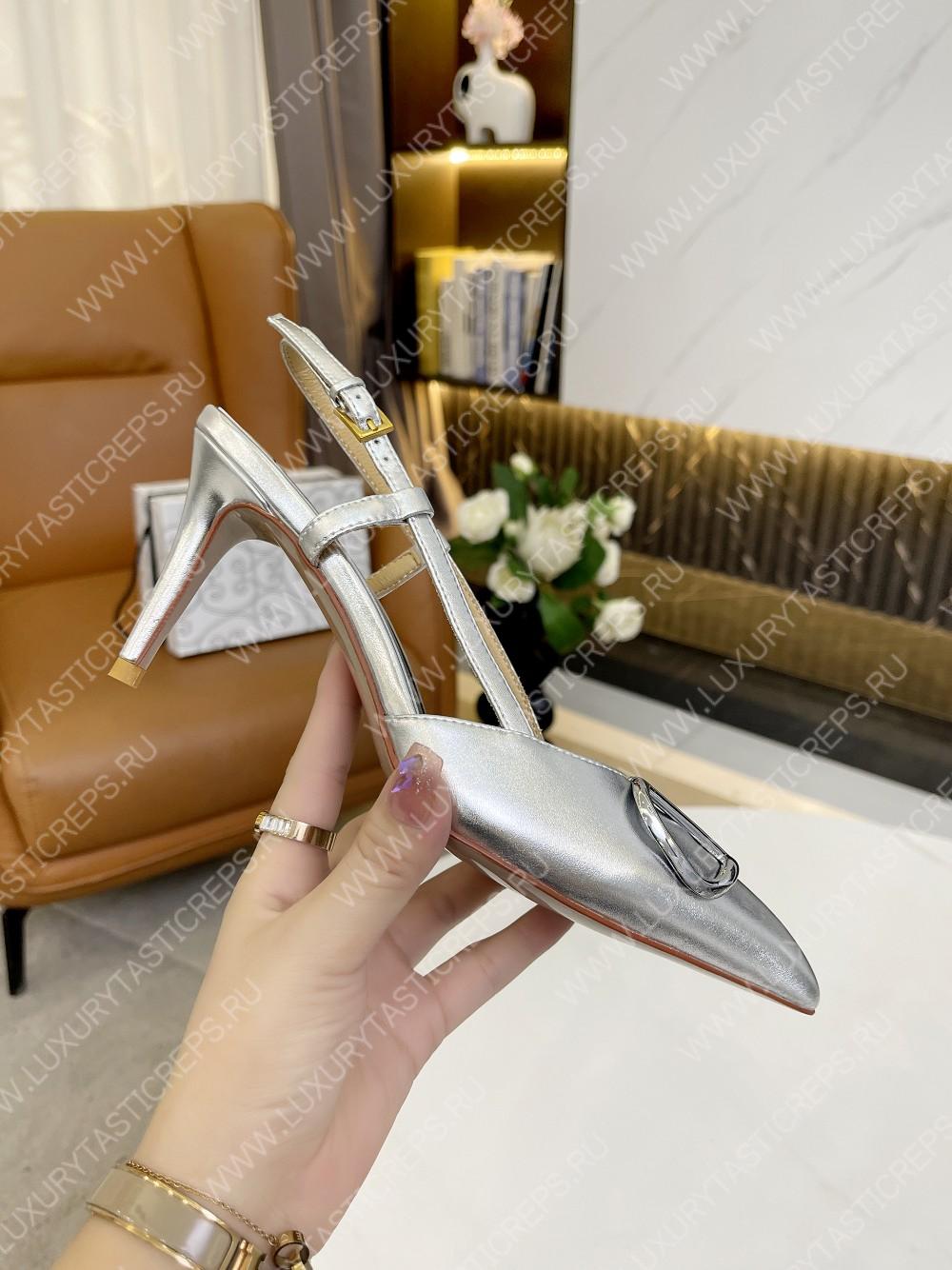 VALENTINO VLOGO SIGNATURE SLINGBACK PUMP SILVER 2W2S0R01TMK