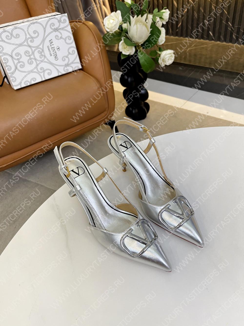 VALENTINO VLOGO SIGNATURE SLINGBACK PUMP SILVER 2W2S0R01TMK