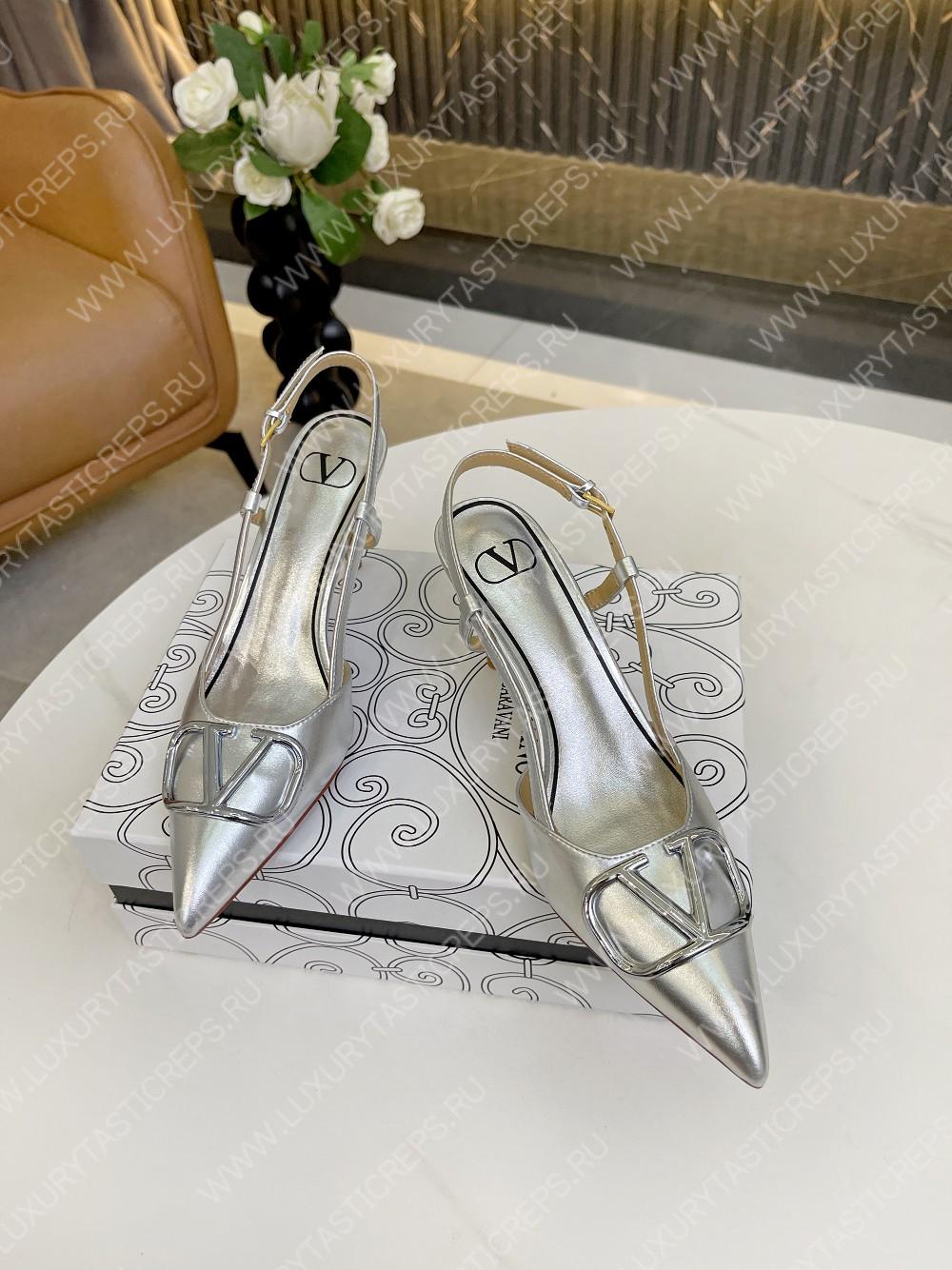 VALENTINO VLOGO SIGNATURE SLINGBACK PUMP SILVER 2W2S0R01TMK