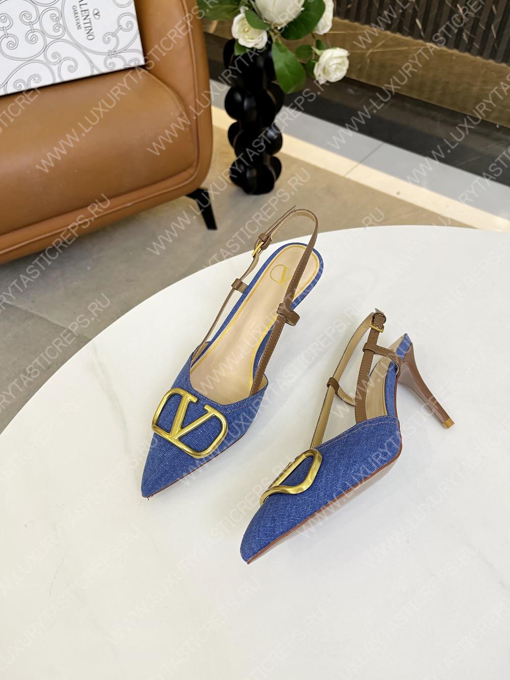 VALENTINO VLOGO SIGNATURE SLINGBACK PUMP BLUE 2W2S0R01TMK