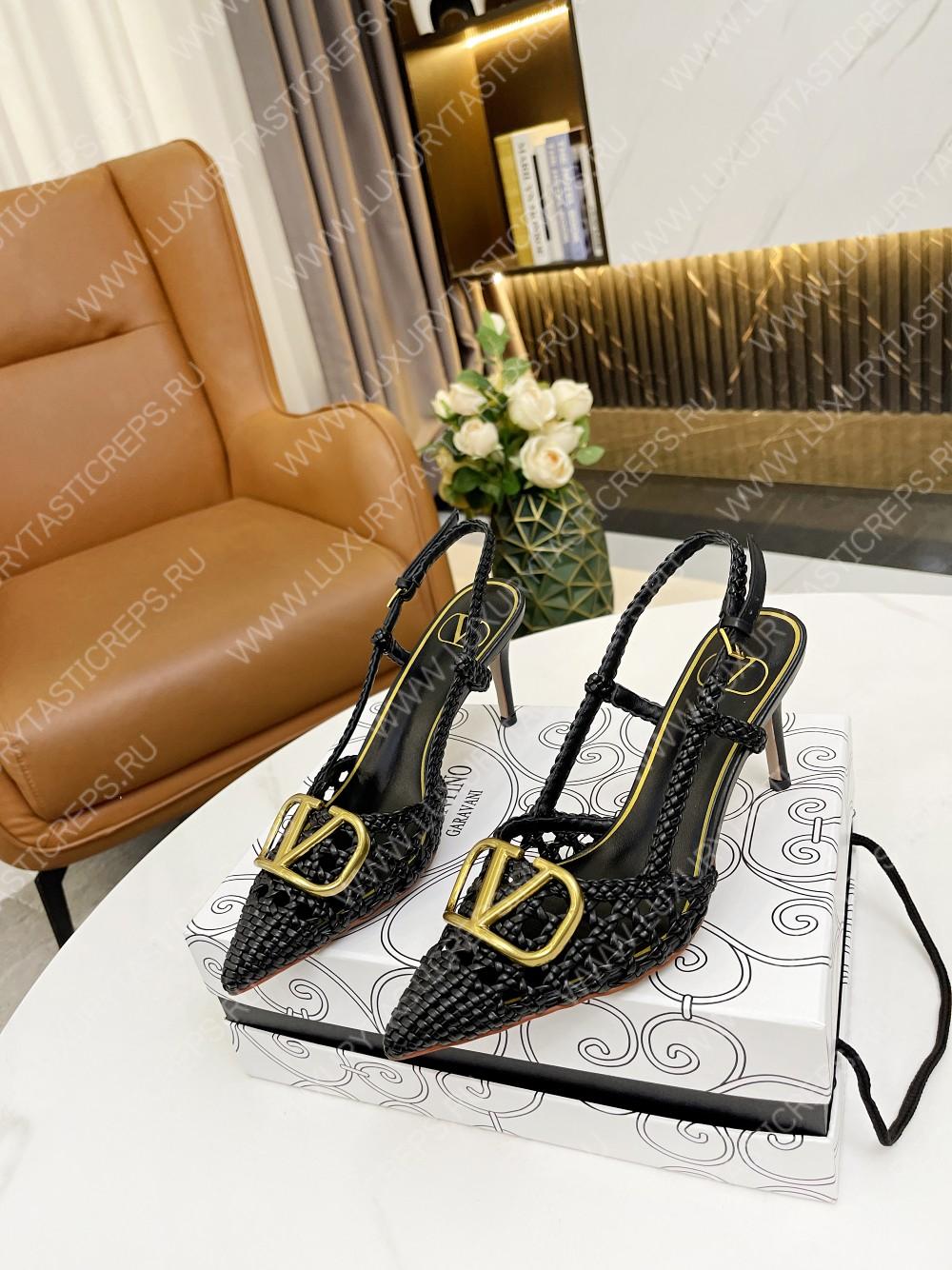 VALENTINO VLOGO SIGNATURE SLINGBACK PUMP BLACK 2W2S0R01TMK