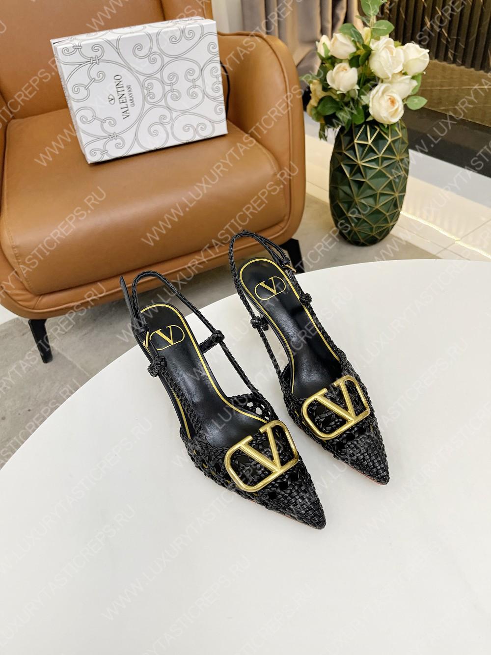 VALENTINO VLOGO SIGNATURE SLINGBACK PUMP BLACK 2W2S0R01TMK