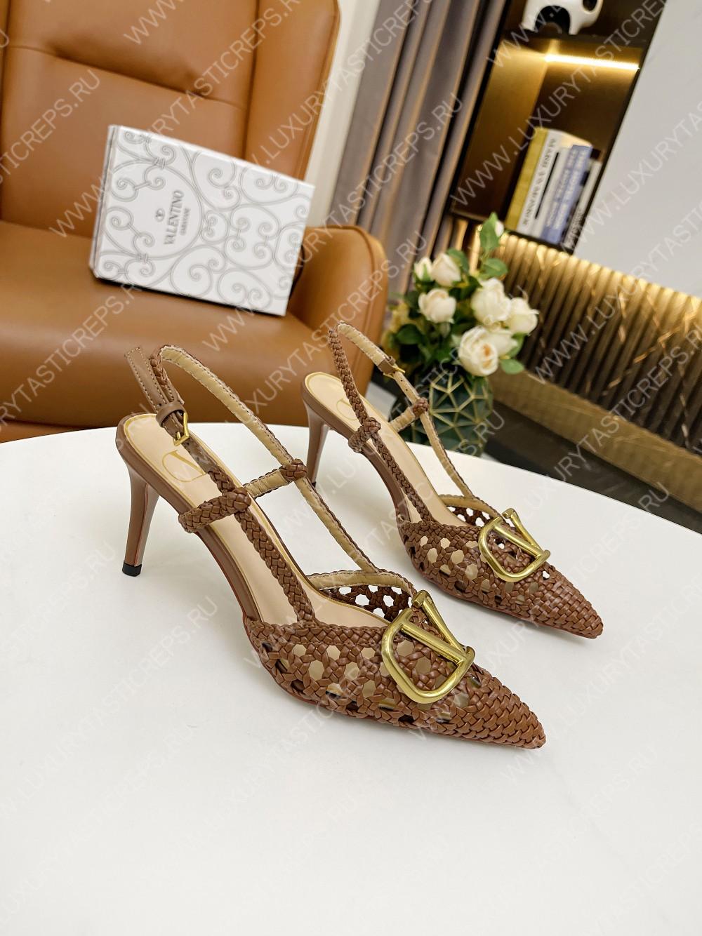 VALENTINO VLOGO SIGNATURE SLINGBACK PUMP BROWN 2W2S0R01TMK