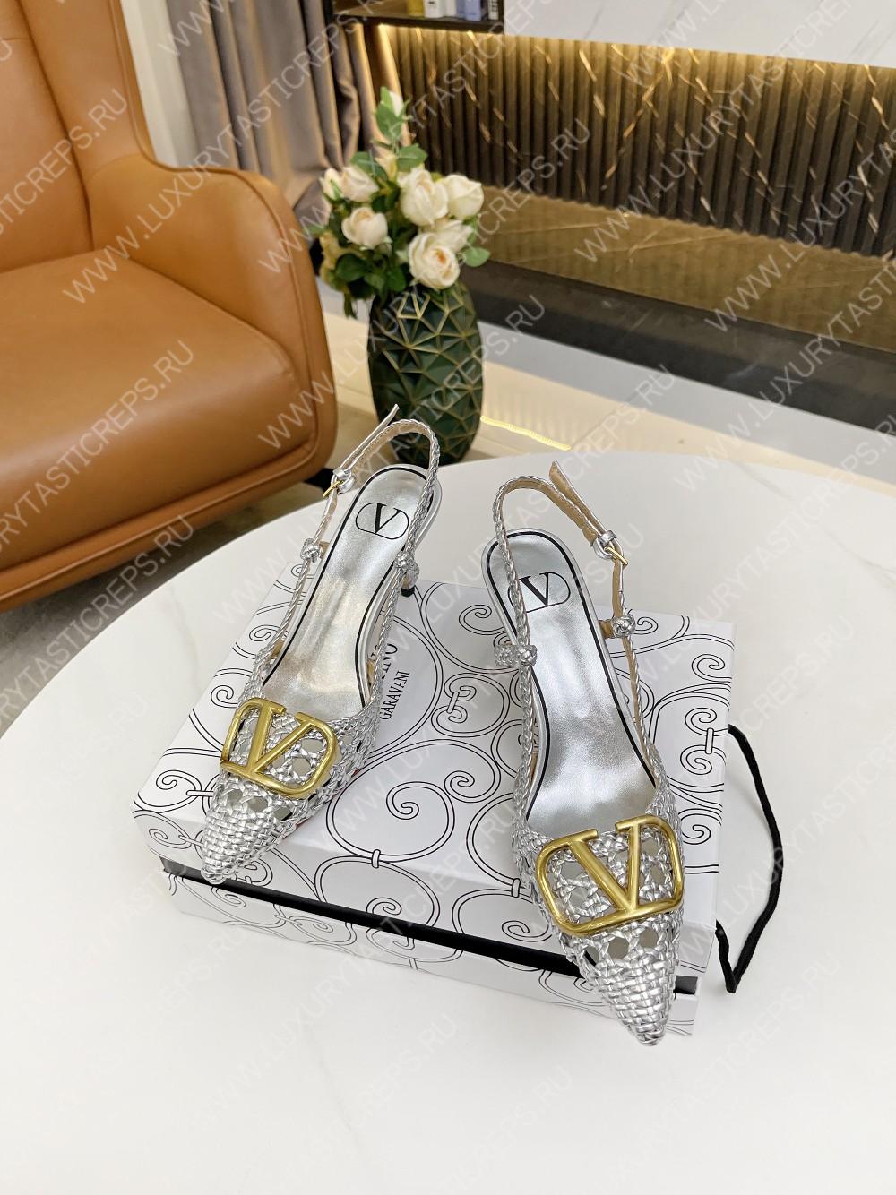 VALENTINO VLOGO SIGNATURE SLINGBACK PUMP SILVER 2W2S0R01TMK