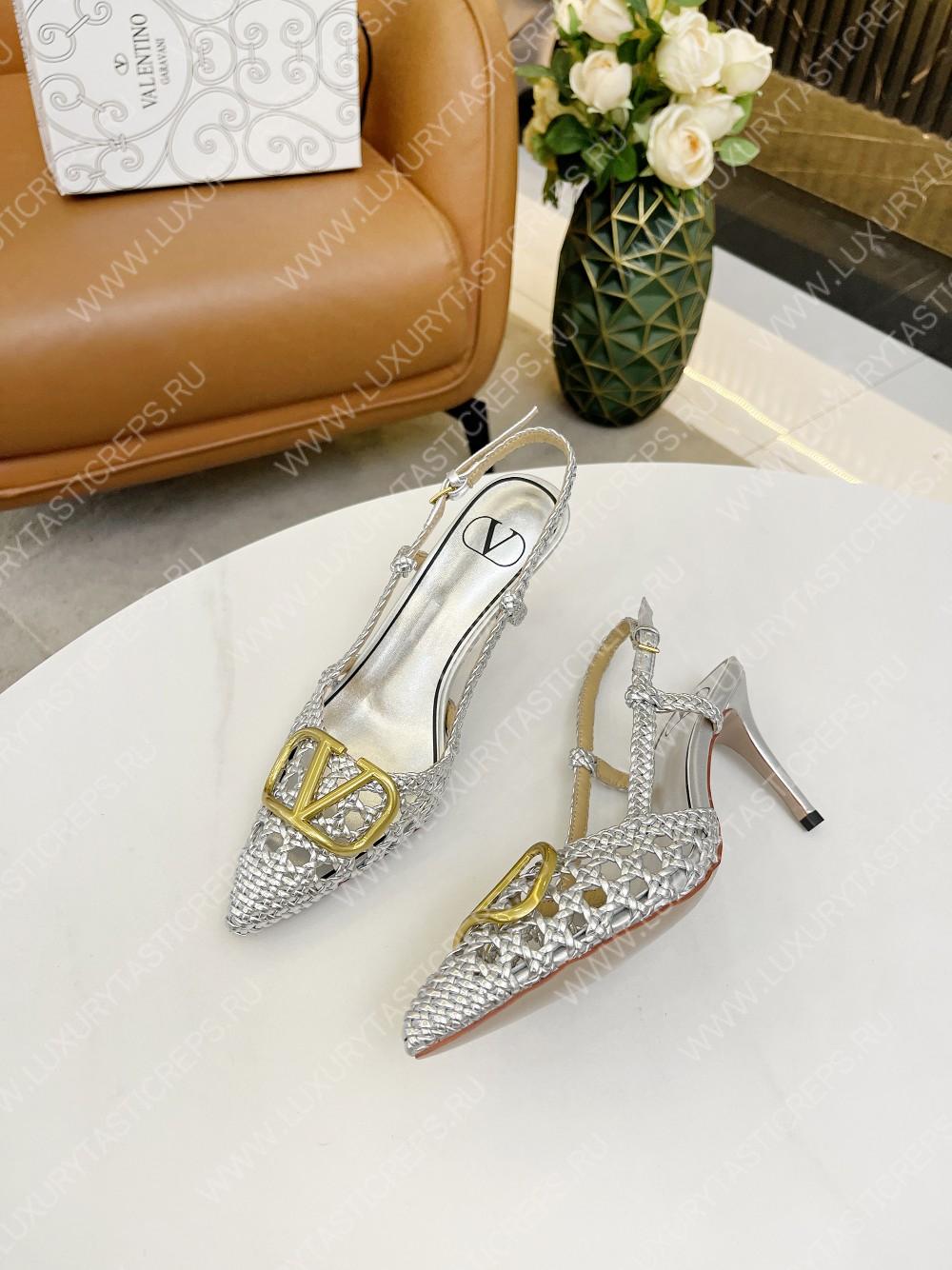 VALENTINO VLOGO SIGNATURE SLINGBACK PUMP SILVER 2W2S0R01TMK