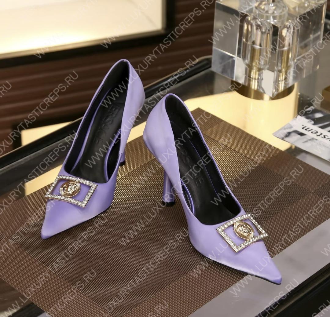 VERSACE SATIN LA MEDUSA PUMPS 110 PURPLE 1001207